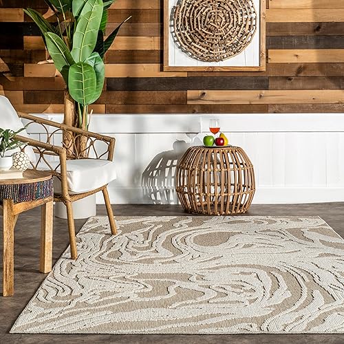 Miniatura 7 de nuLOOM Leisa - Alfombra decorativa abstracta de 3 x 5 para interiores y exteriores, para sala de estar, patio, terraza, porche, entrada, cocina,