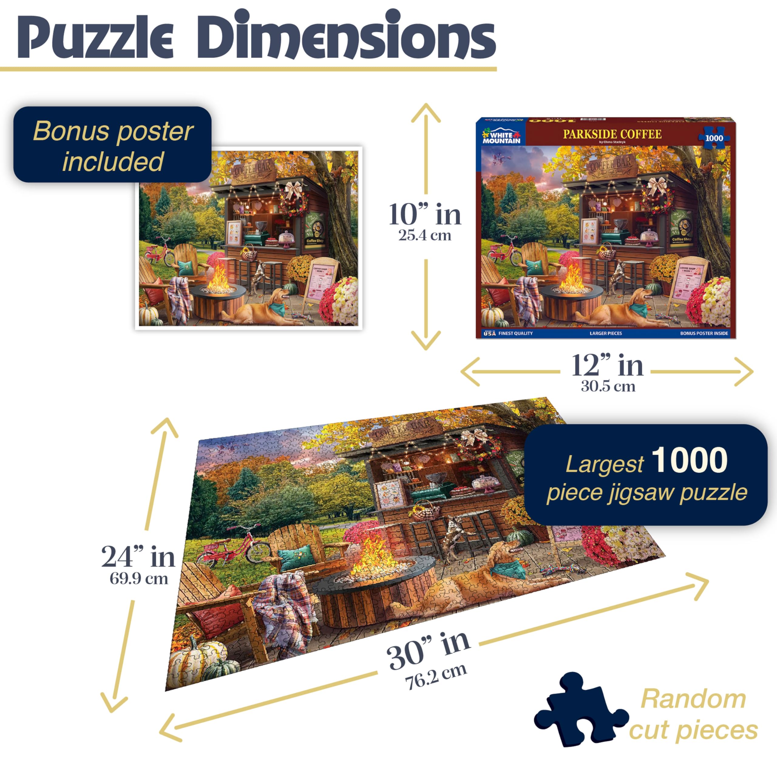 White Mountain Parkside Coffee Puzzle 1000 pezzi Autunno Puzzle per adulti e donne