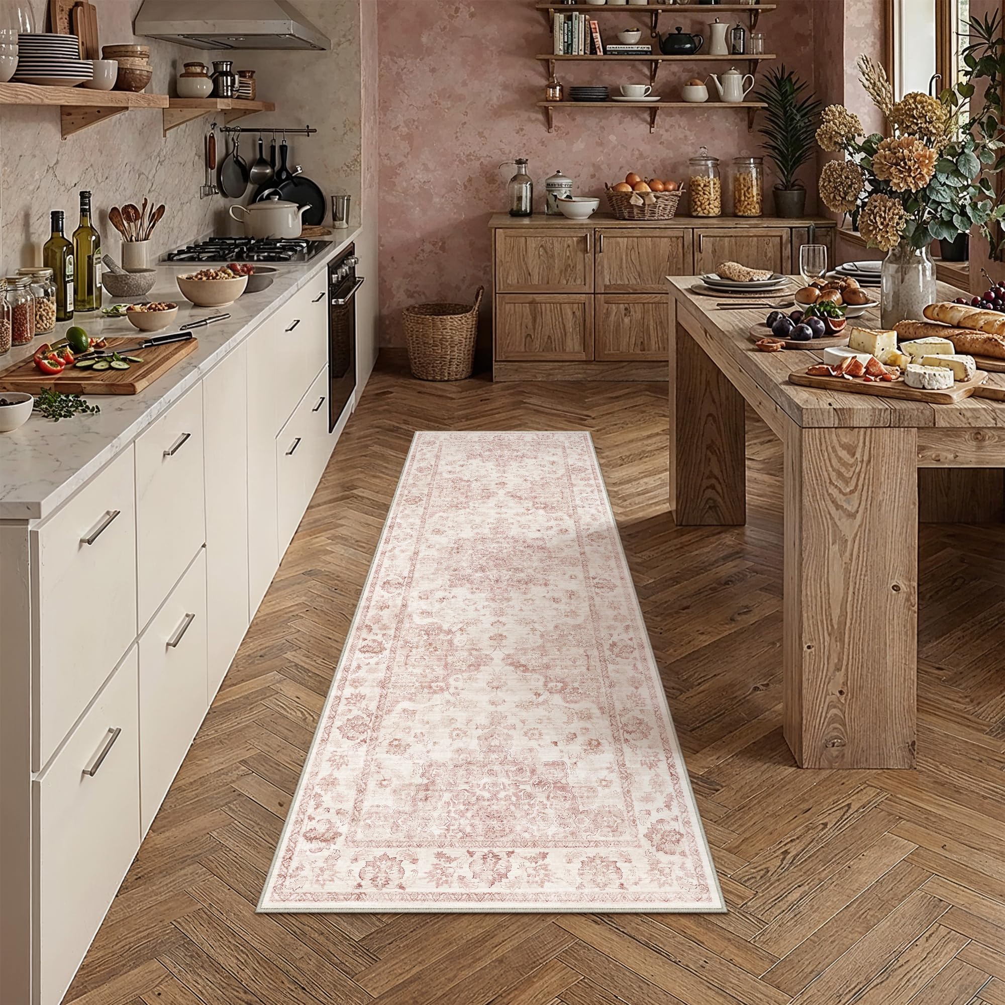 2x6 Pink Neutral Runner Rug