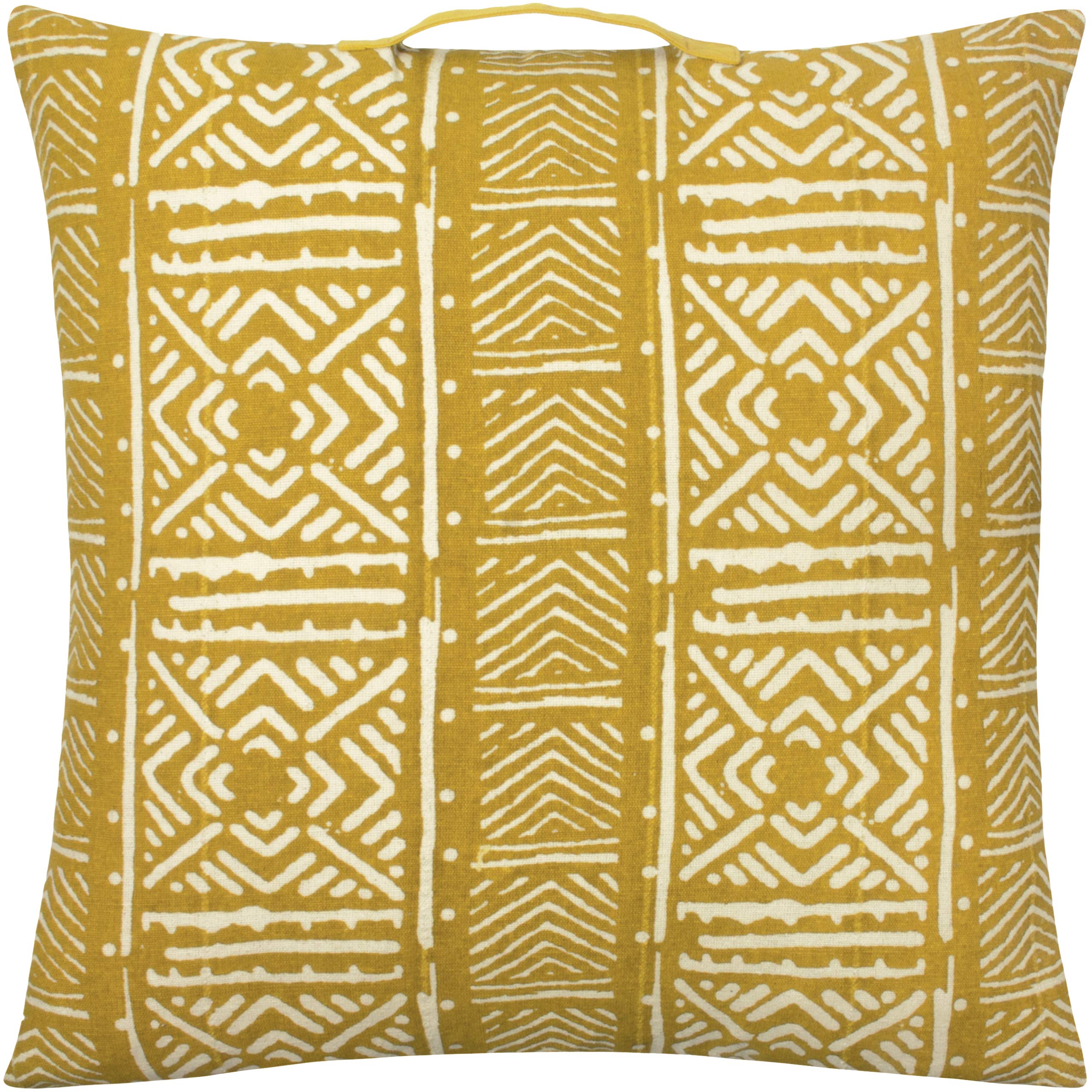 Furn. Cuscino Kericho Ocra 55x55 Cm - Cuscino Quadrato In Cotone Con Design Geometrico Etnico - Morbido E Lavabile - 4