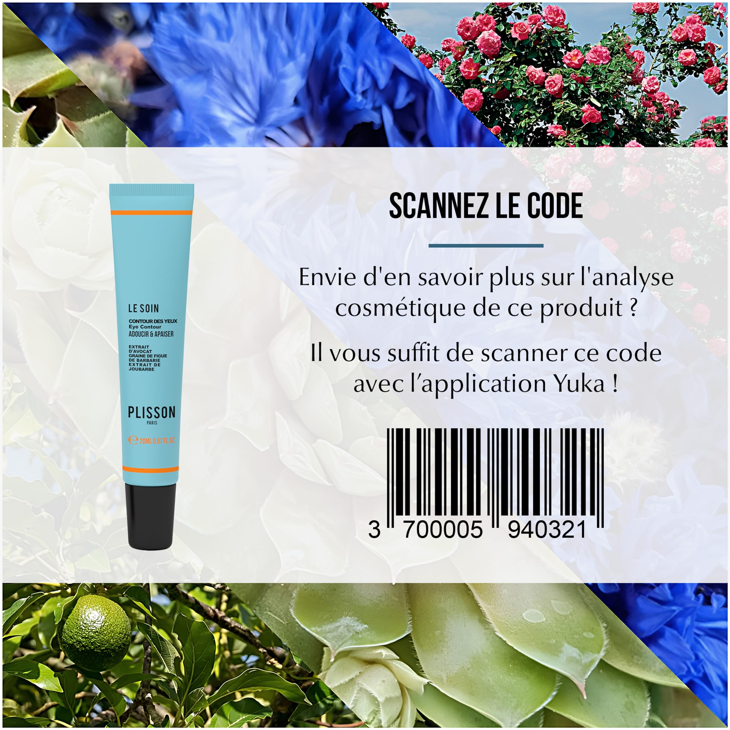 Plisson - Contour des Yeux Homme - Tous Types de Peaux - 98% d’Ingrédients d’Origine Naturelle - 20 ml