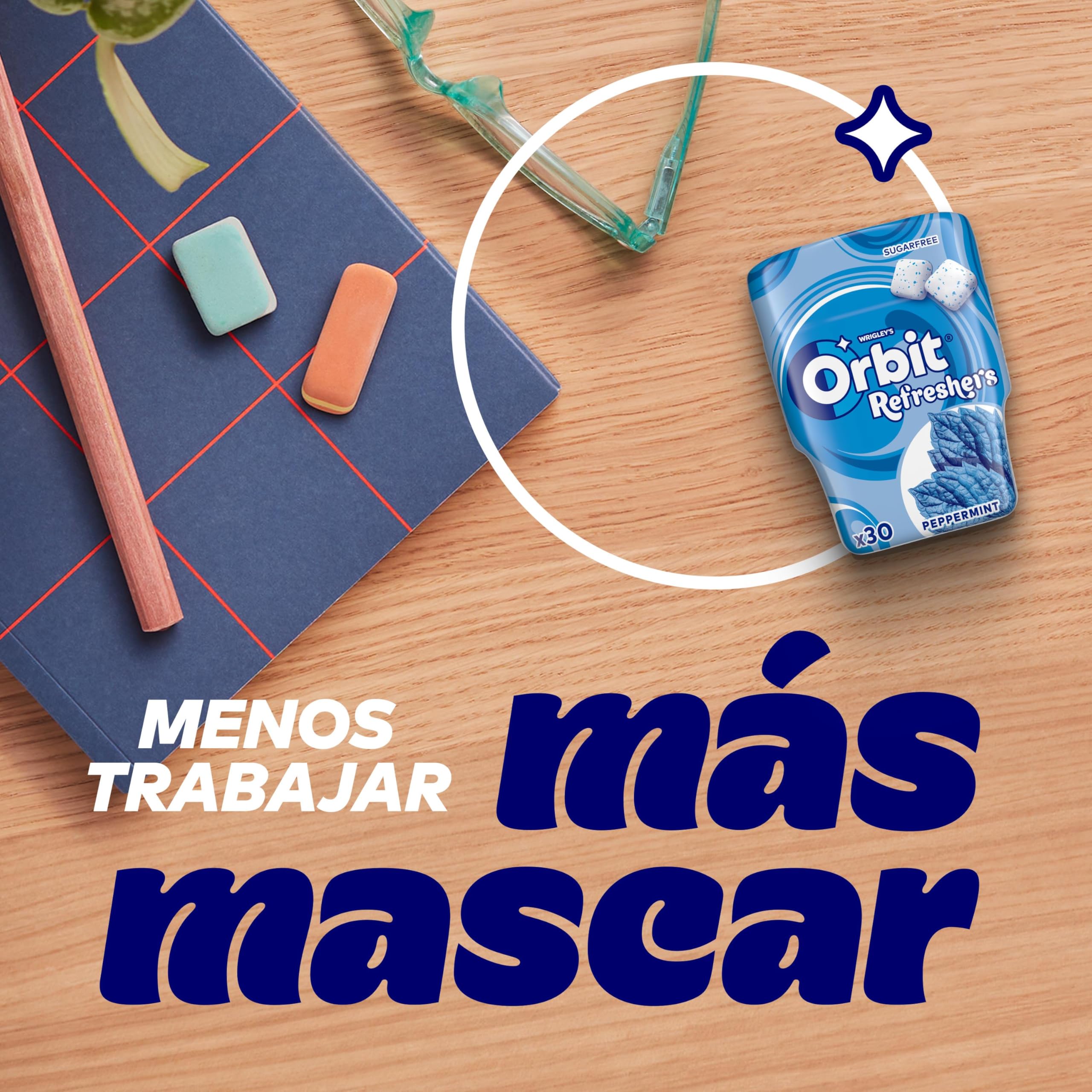 Orbit Refreshers Chicles Sin Azúcar Sabor Menta Frescura Inmediata 6x30