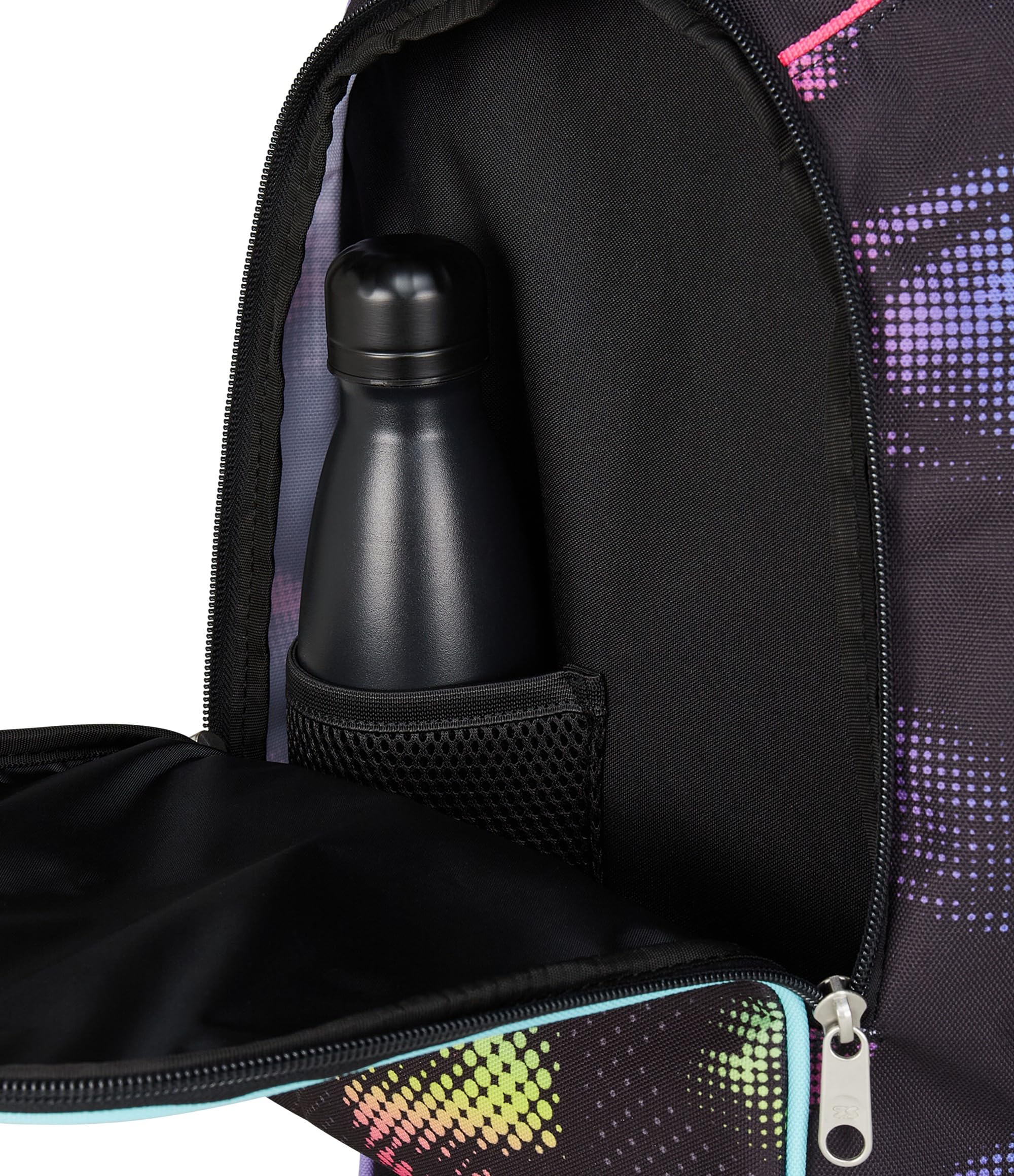 Seven Trolley Scuola Jack 3 Ruote, Nero Fucsia, Zaino Con Carrello Sganciabile Da 34 L, Tasca Borraccia e Crossover System, Maneggevole Resistente, Scuola Elementare e Media, Zaino Bambina