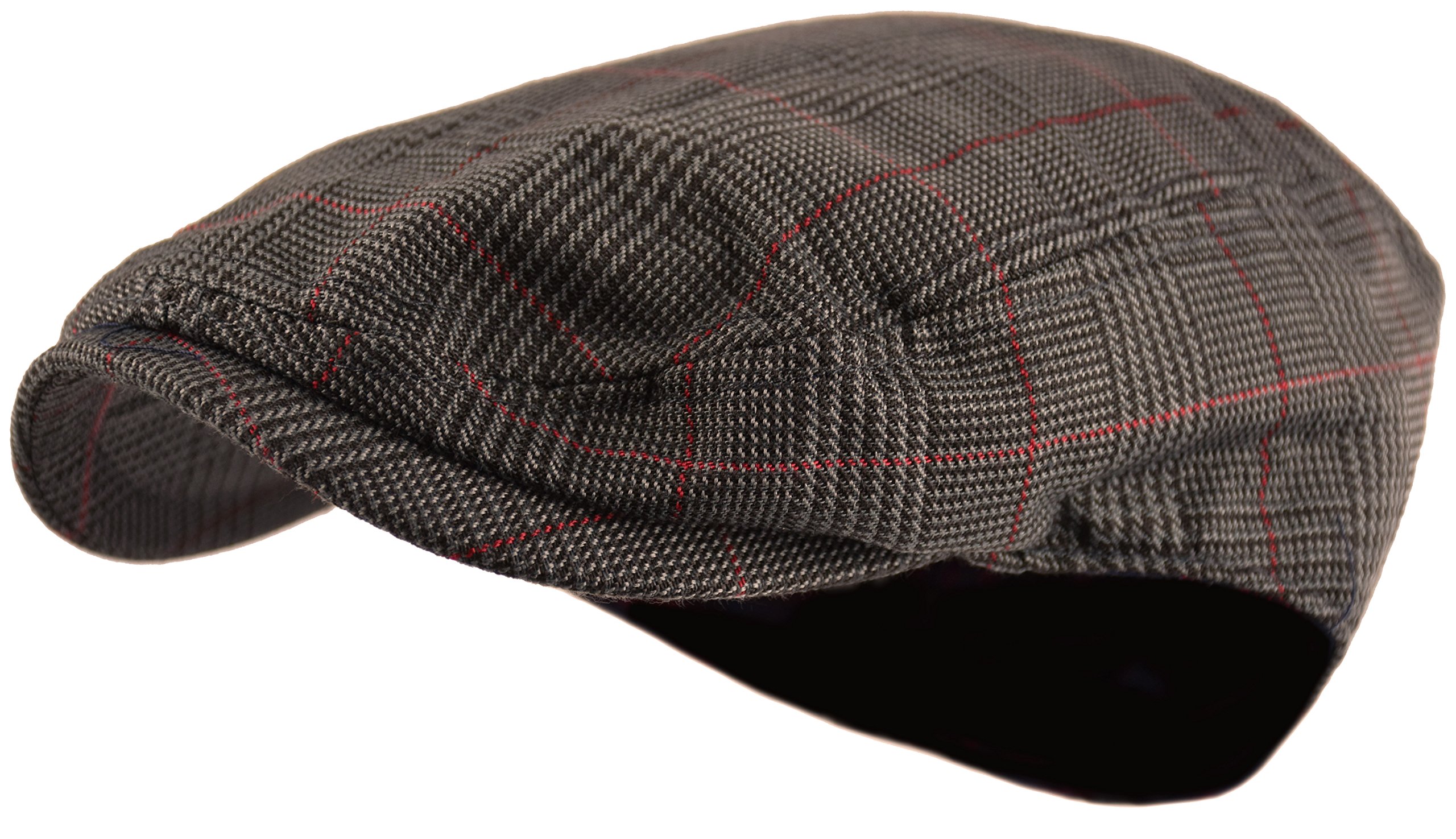 Wonderful Fashion Men's Classic Herringbone Tweed Wool Blend Newsboy Ivy Hat (Large/X-Large, Charcoal)