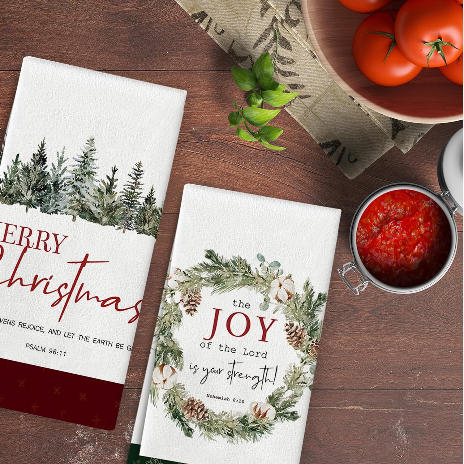 Christmas Kitchen Towels Set - Set of 2 Bible Verse Christmas Hand Towels Decorative, Christian Kitchen Towels 16x24, Christmas Kitchen Bathroom Decor - Image 5