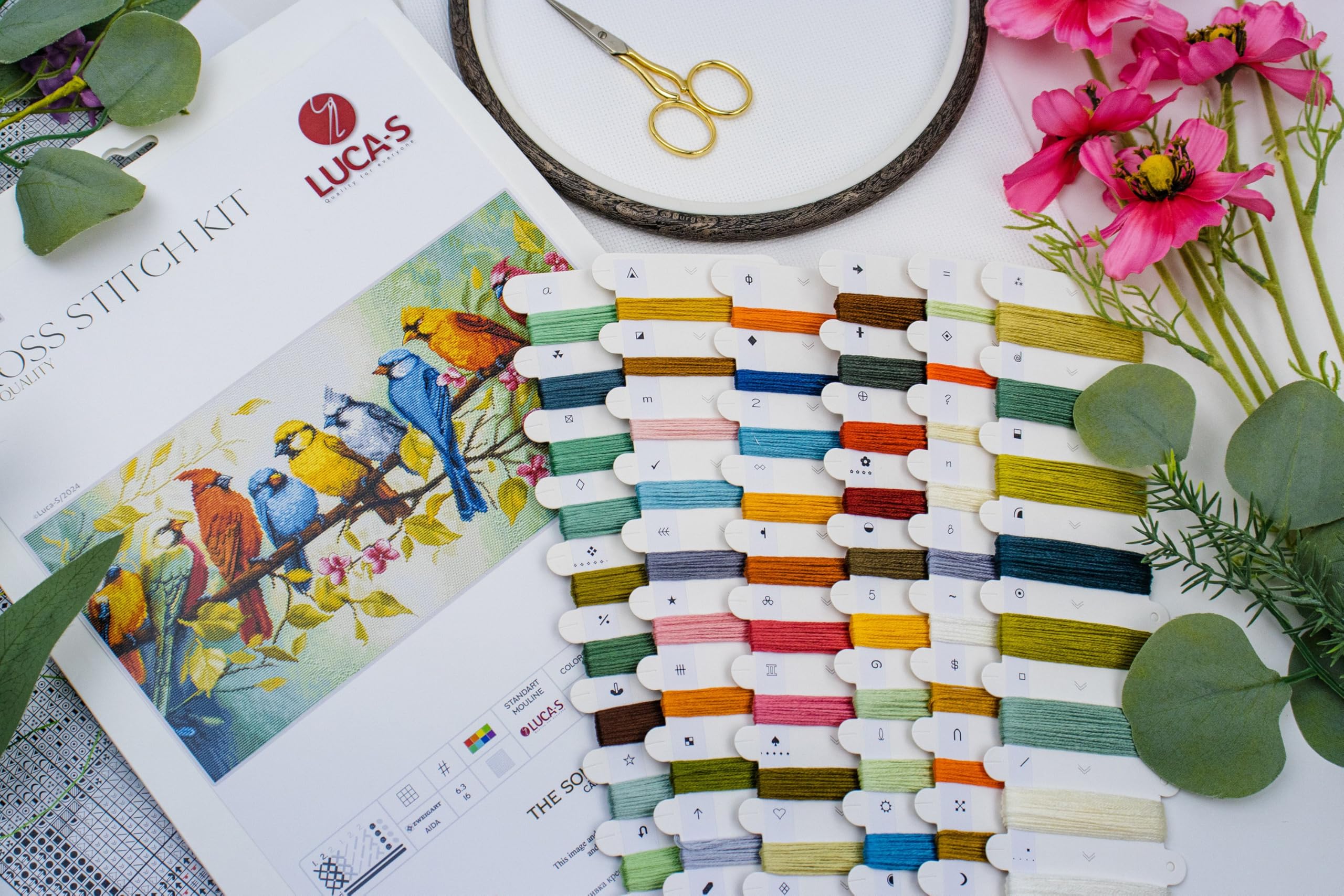 Luca-S Kreuzstich Stickpackung Das Lied der Vögel, Zählmuster, Multifarbig