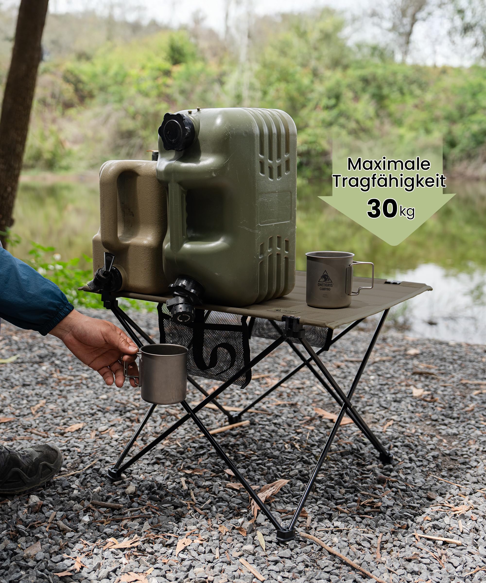OneTigris CAMPMATE Campingtisch faltbar, Klapptisch klein faltbar, Outdoor Tisch Ultraleicht tragbarer, Tisch klappbar, Tragfähigkeit bis zu 30 kg für Outdoor, Wandern