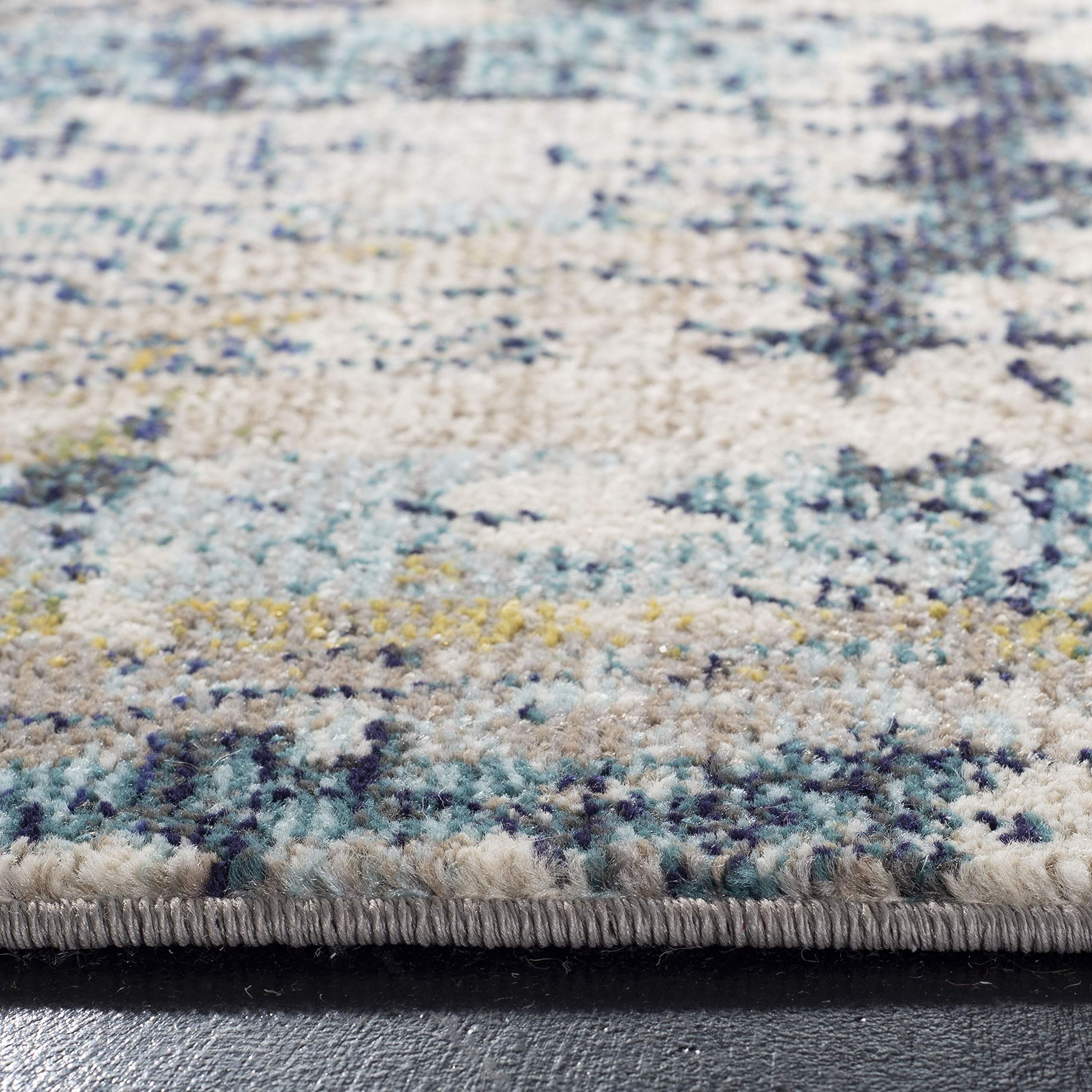 SAFAVIEH Tapis Contemporain pour Salon, Salle à Manger, Chambre à Coucher - Madison Collection, Tapis à Poil Court, Crème et Bleu, 122 X 183 cm