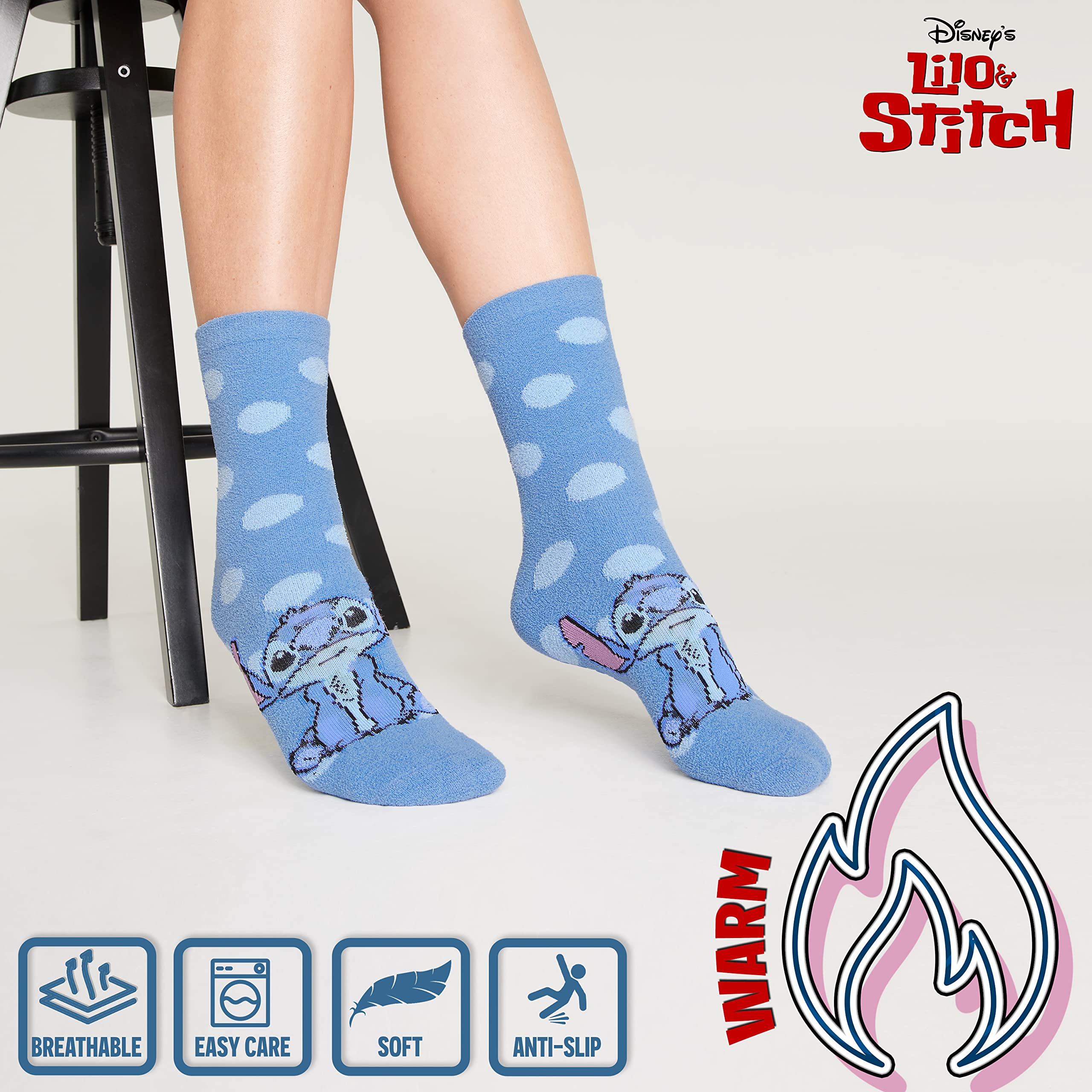 Disney Calze Donna a Pantofola - Set 2 Paia Calzini Antiscivolo Invernali Stitch Topolino Minnie Baby Yoda