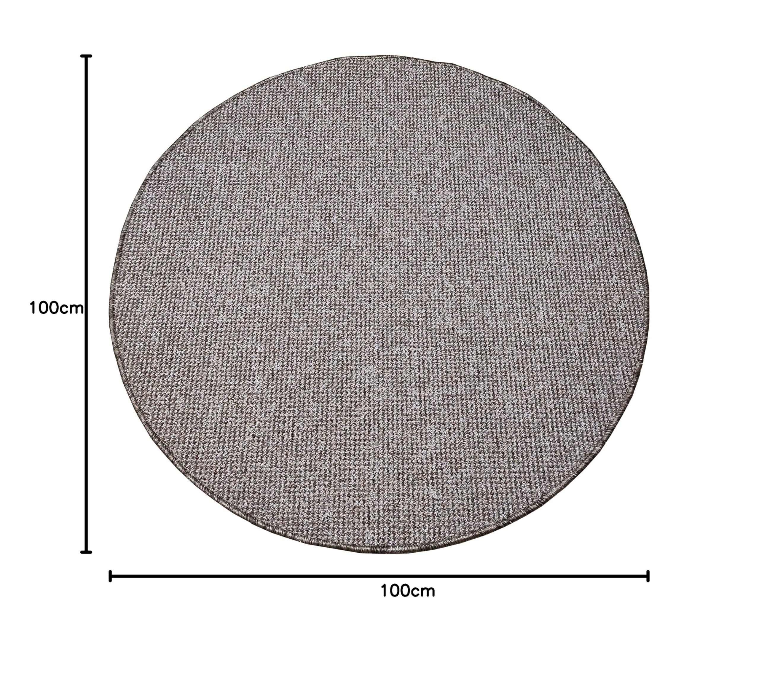 Tappeto rotondo liscia, colore Taupe marrone morbido. Tappeto al tatto naturale Similar Lana. Tappeto in fibra sintetica di sintettitica diametro 100 cm.