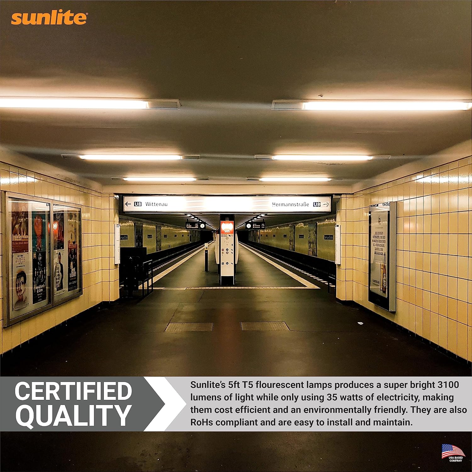 Sunlite 30387 F35T5/835 5 Foot T5 Linear Fluorescent Lamp, 35 Watts, 3100 Lumens, 3500K Neutral White, Miniature G5 Bi-Pin Base, ROHS Compliant, High Performance Straight Tube, 40 Pack