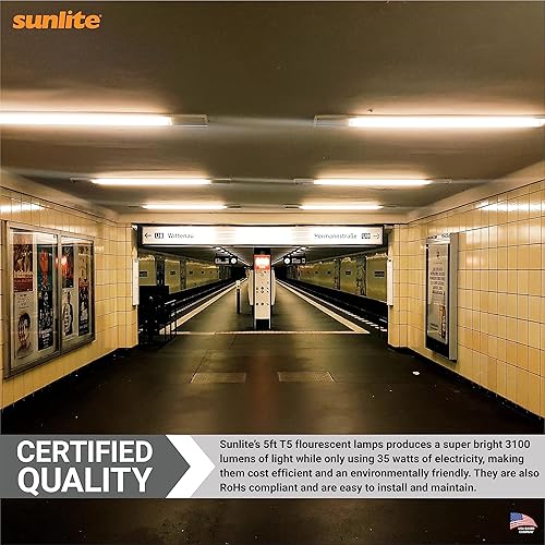 Miniatura 10 de Sunlite 30305 F14T5835 Lámpara fluorescente lineal T5 de 2 pies, 14 vatios, 1200 lúmenes, blanco neutro 3500K, base bi-pin G5 en miniatura, cumple