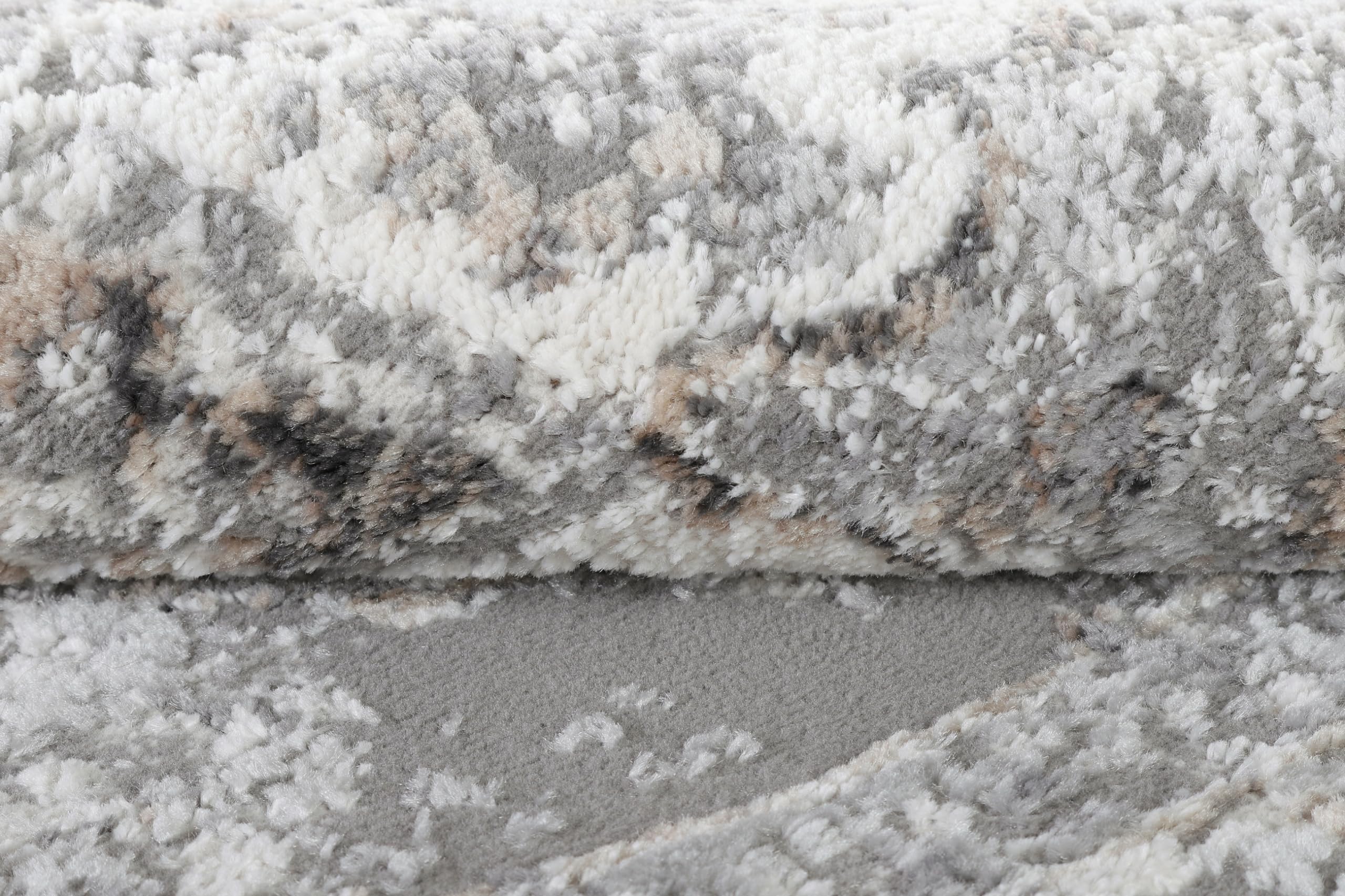 TAPISO Valley Rund Teppich Kurzflor Vintage Grau Blumen 160 x 160 cm | Rahmen Orientalisch Used Effekt Meliert Verwischt Wohnzimmer Schlafzimmer OEKO-TEX