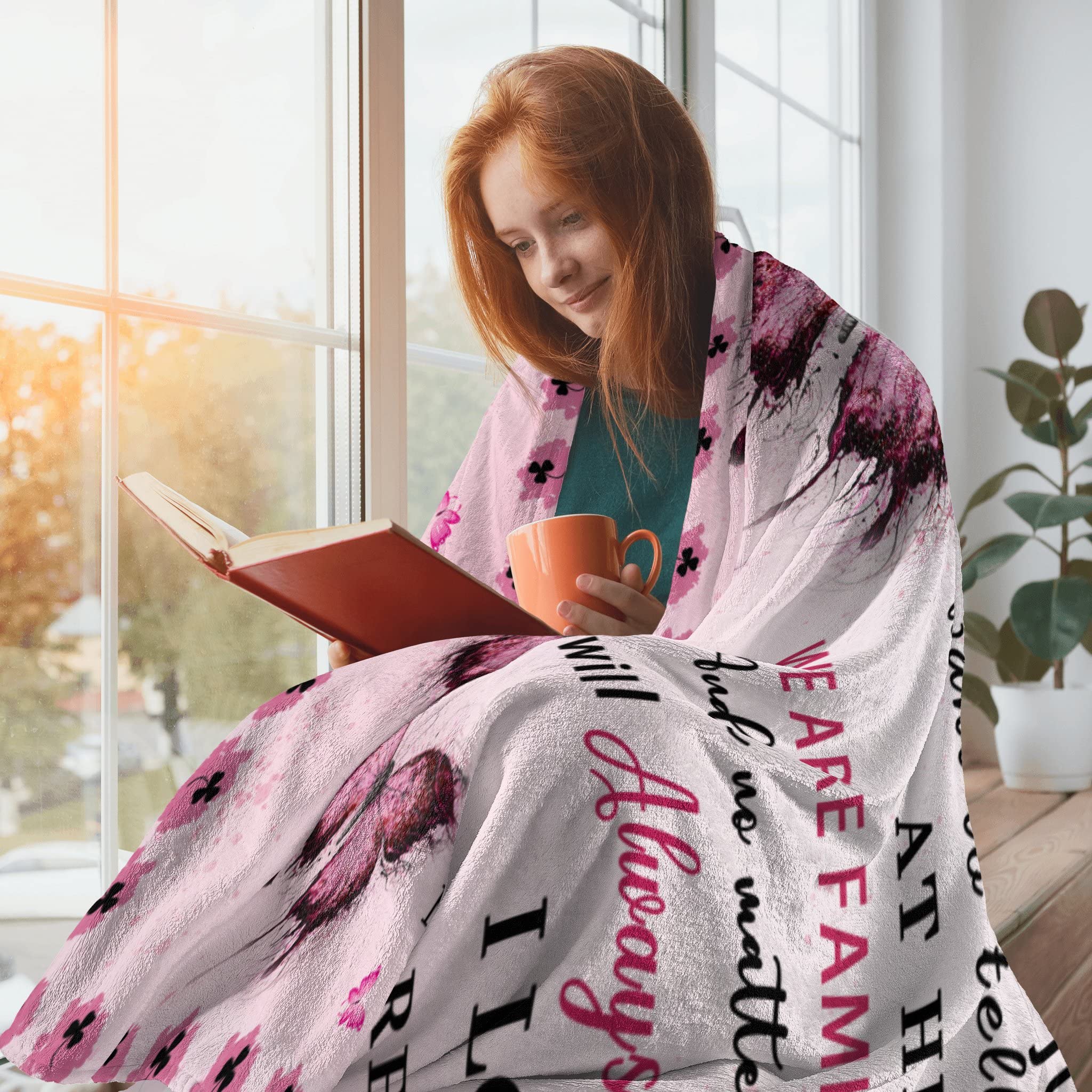 Butterfly Bonus Daughter Blanket - Bonus Daughter Gifts - Step & Unbiological Daughters Gifts from Stepmom Stepdad - Gift for Birthday, Graduation, Christmas, Soft Flannel Throw Blanket, 60"x50"