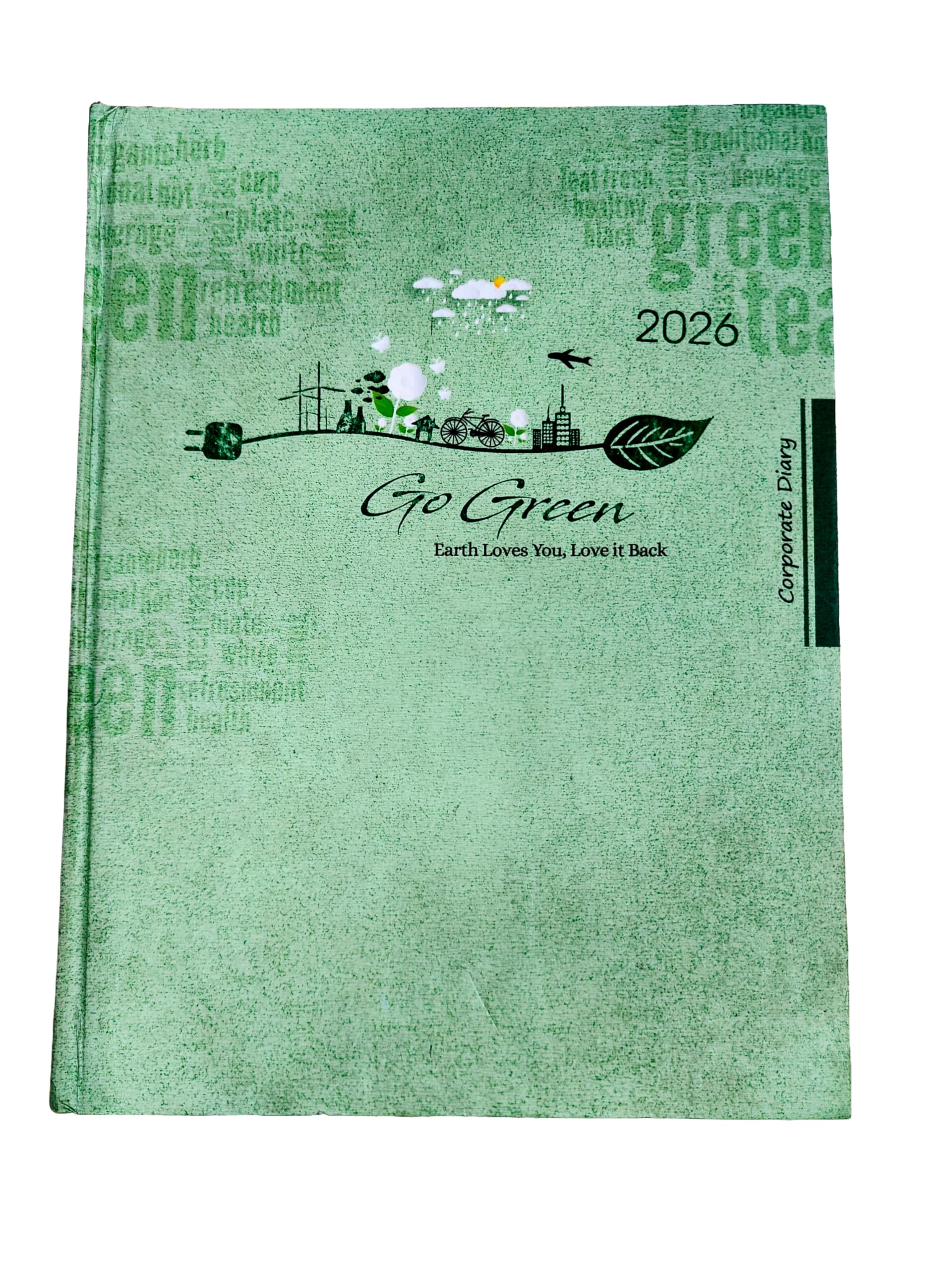 2026 Corporate Diary, Go Green Theme, Hardcover Planner with India Map, Green, 24 * 18cm Size-image-36