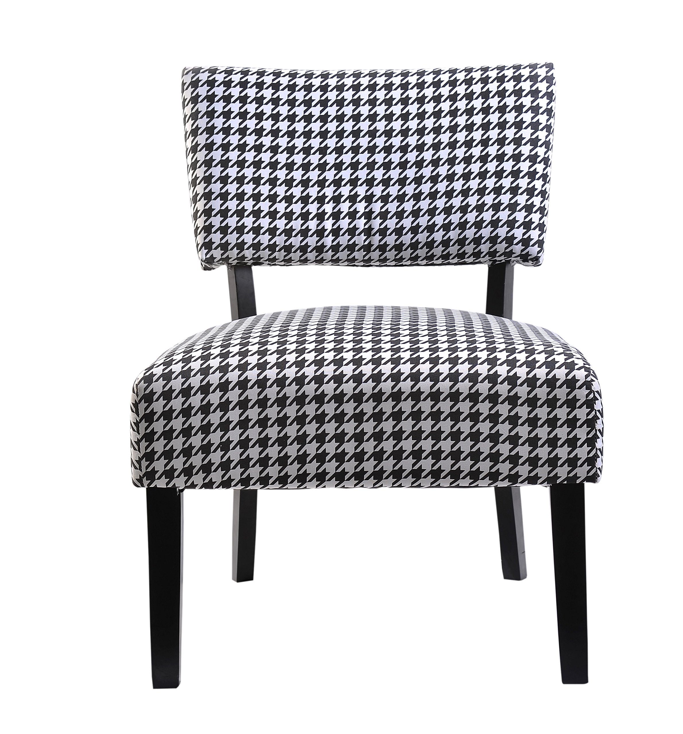 Container Furniture Direct Charlotte Collection Contemporary Designer Upholstered Patterned Fabric Accent Chair with Solid Wood Legs, Set of 2, Black/White