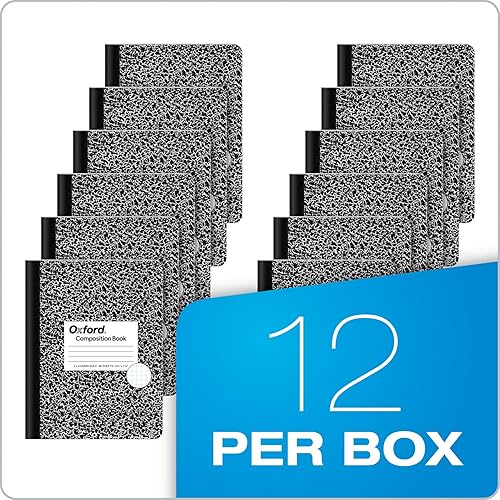 Miniatura 6 de Oxford 63786 - Cuadernos de composición, papel cuadriculado, 9-3/4 x 7-1/2 pulgadas, cubiertas de mármol negro, 80 hojas, 12 por paquete (63786)