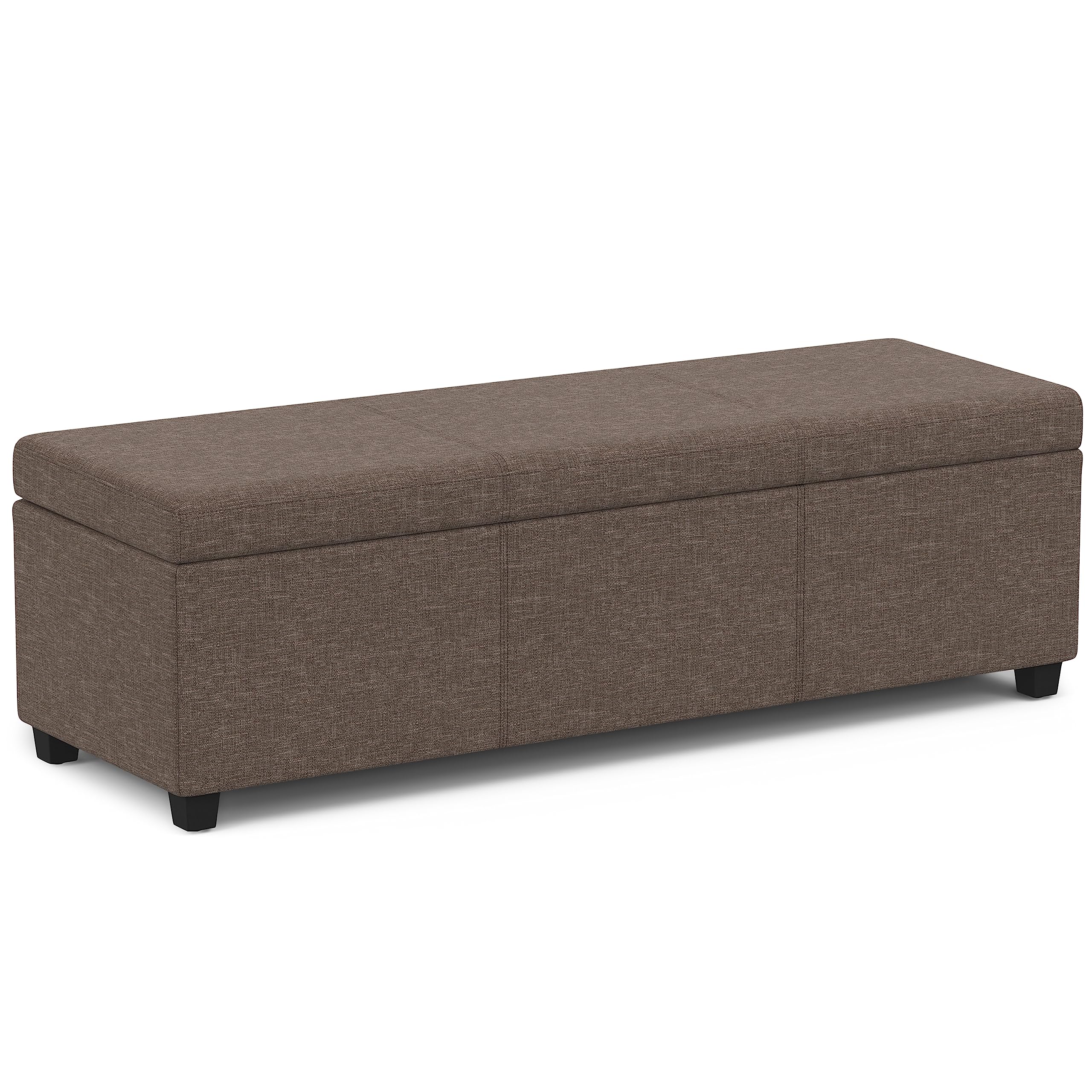 SIMPLIHOME Avalon Extra Large Storage Ottoman Bench - 54 inch Wide Upholstered Linen Look Fabric Rectangular Lift-Top Ottoman in Fawn Brown,