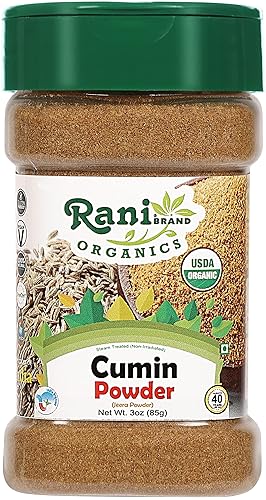 Rani Polvo de comino orgánico Jeera Powder Tarro de PET de 3 onzas 300oz Todo natural Vegano Apto para gluten Sin OMG Origen indio Certificado