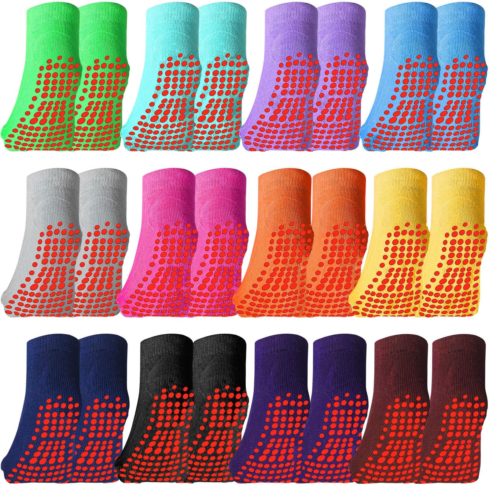12 Pairs Kids Non Slip Socks Ankle Grip Anti Skid Socks for Boys Girls