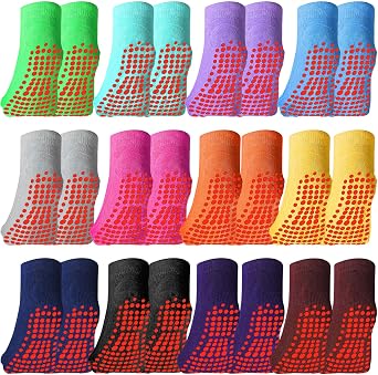 Geyoga 12 Pairs Non Slip Socks Ankle Grip Anti Skid Socks for Boys Toddlers Girl