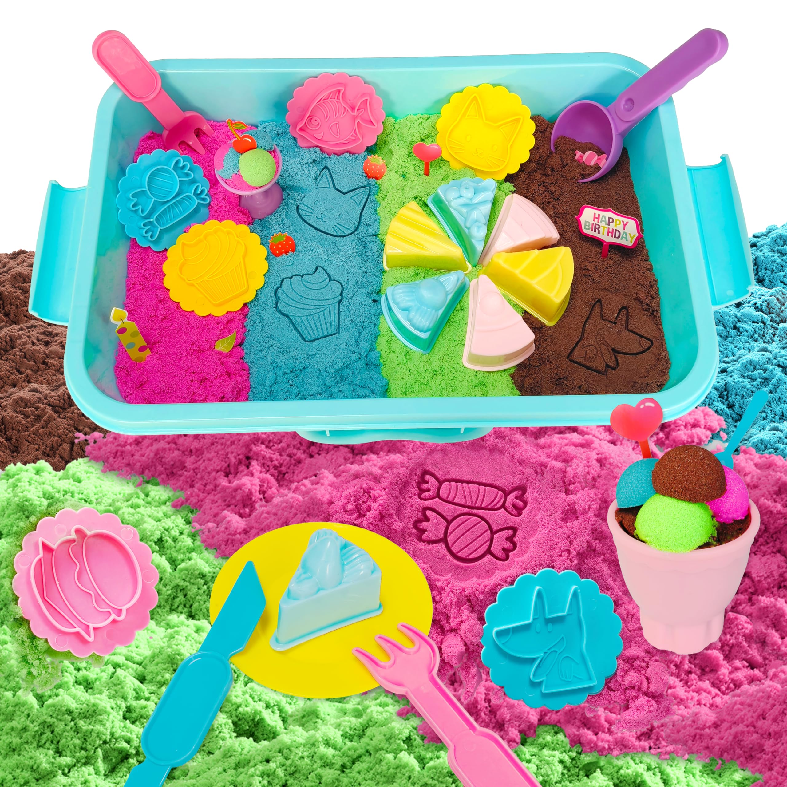 Cake Sensory Bin, Sand Baking Toys for Kids, Play Cake Sand Kit