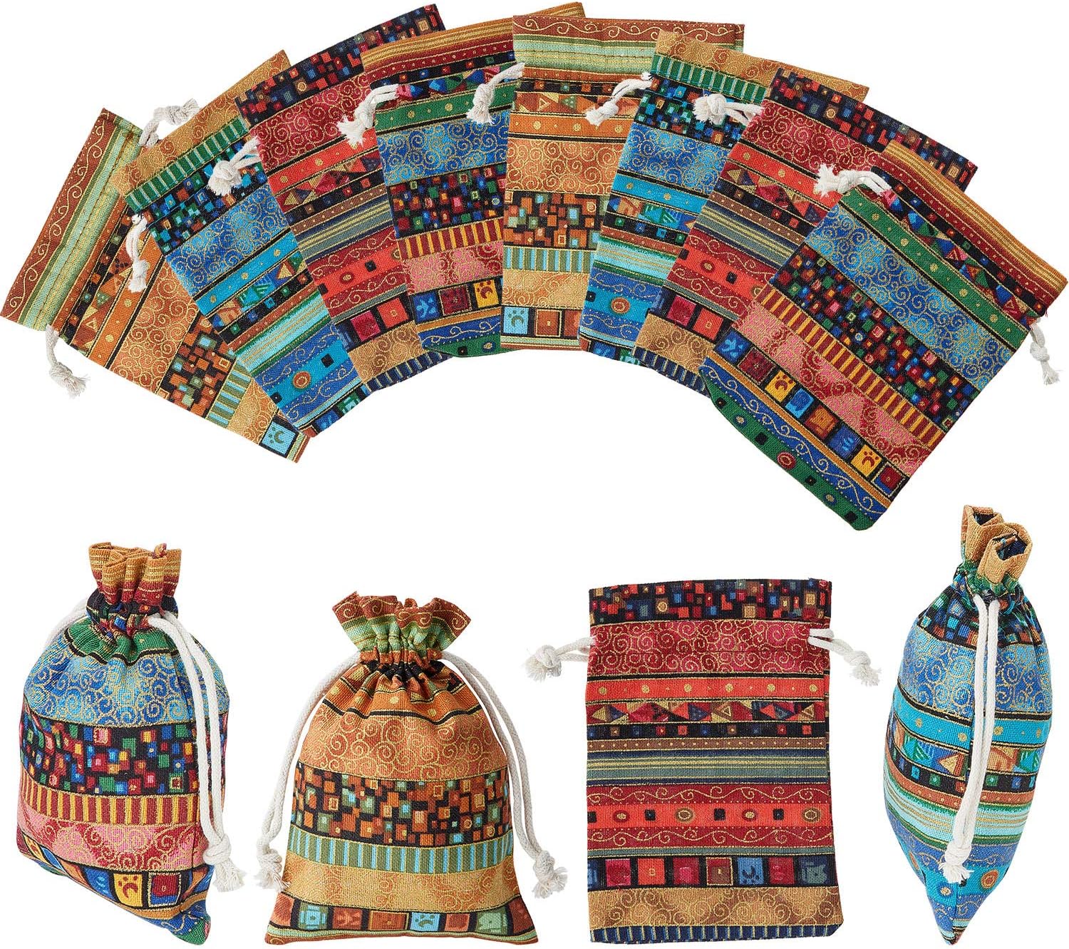 Boao 28 Pack Egyptian Candy Jewelry Coin Pouches Aztec Print Drawstring Gift Bag Potli Bags for Return Gifts Indian Holiday Party Favors, Arts Crafts Projects