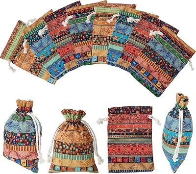 Boao 28 Pack Egyptian Candy Jewelry Coin Pouches Aztec Print Drawstring Gift Bag Potli Bags for Return Gifts Indian Holiday Party Favors, Arts Crafts Projects