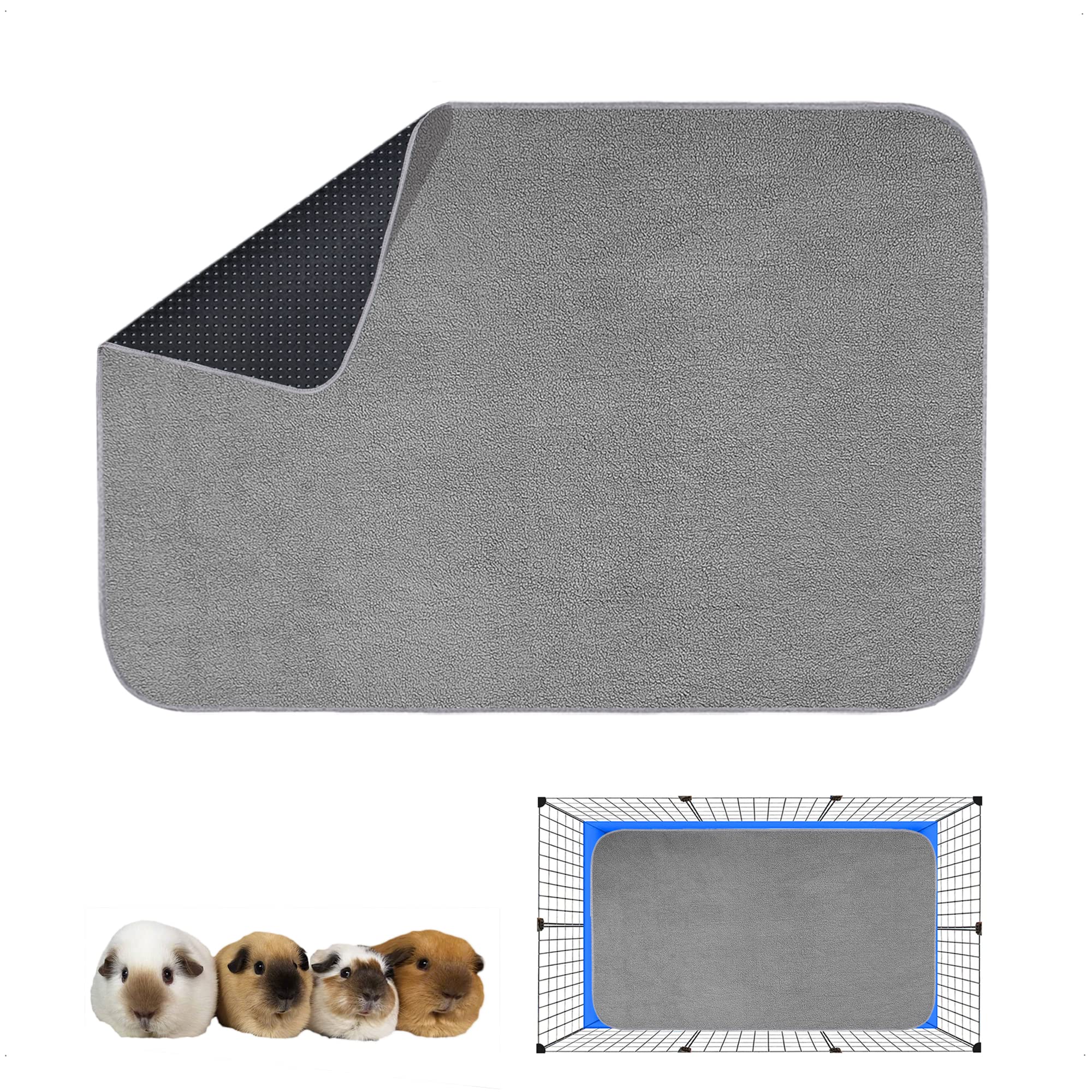 GINIDEAR Guinea Pig Cage Liner, 1 Pack - Washable, Reusable, Leakproof Fleece Bedding Pads for Small Animals with Anti-Slip Bottom - for C&C 2X3 Area,