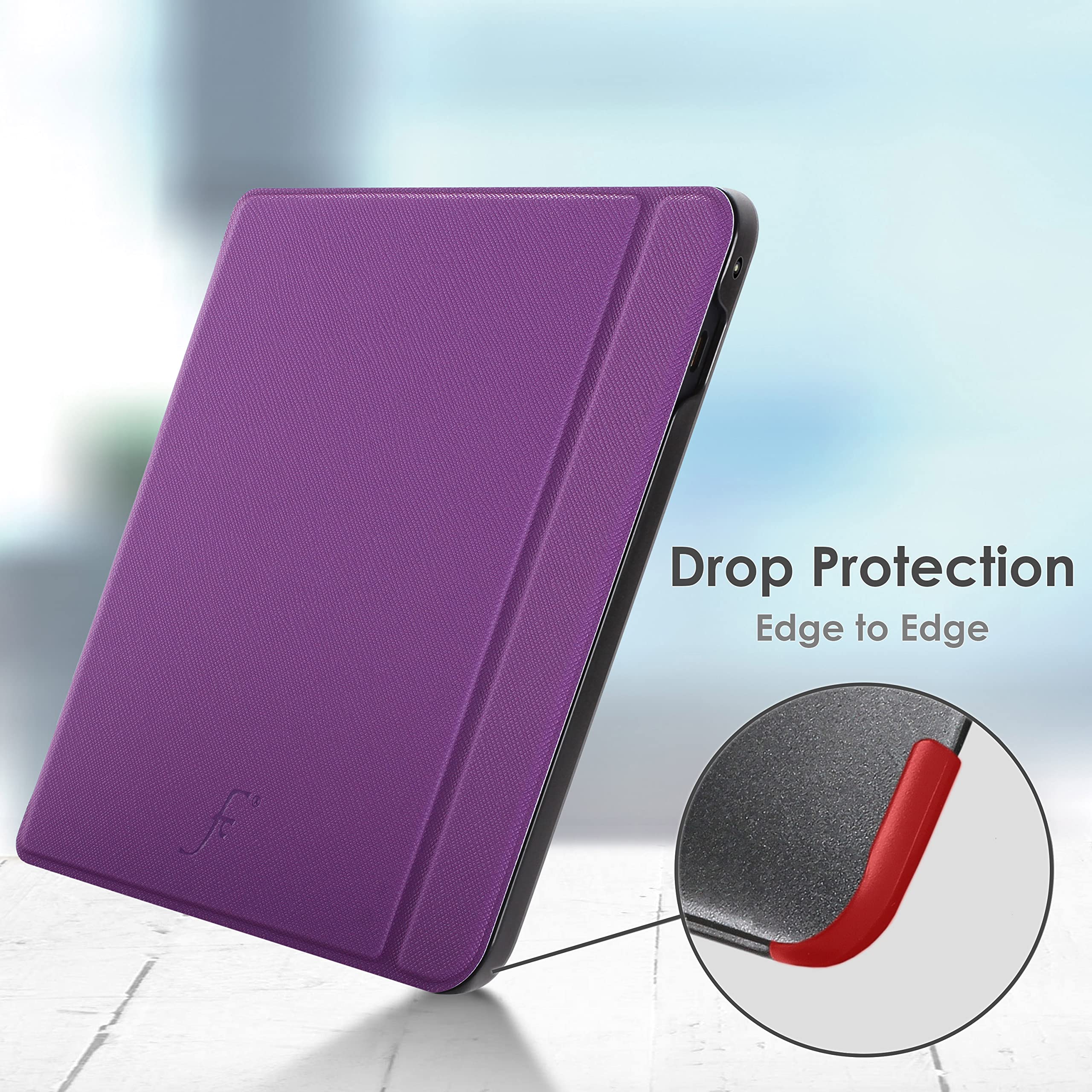 Forefront Cases Funda para Kobo Sage (Modelo: 2021) - Delgado, Ligera y Protectora Funda para Kobo Sage - Smart Auto Sueño Estela Función (Carcasa) - Púrpura — view 5