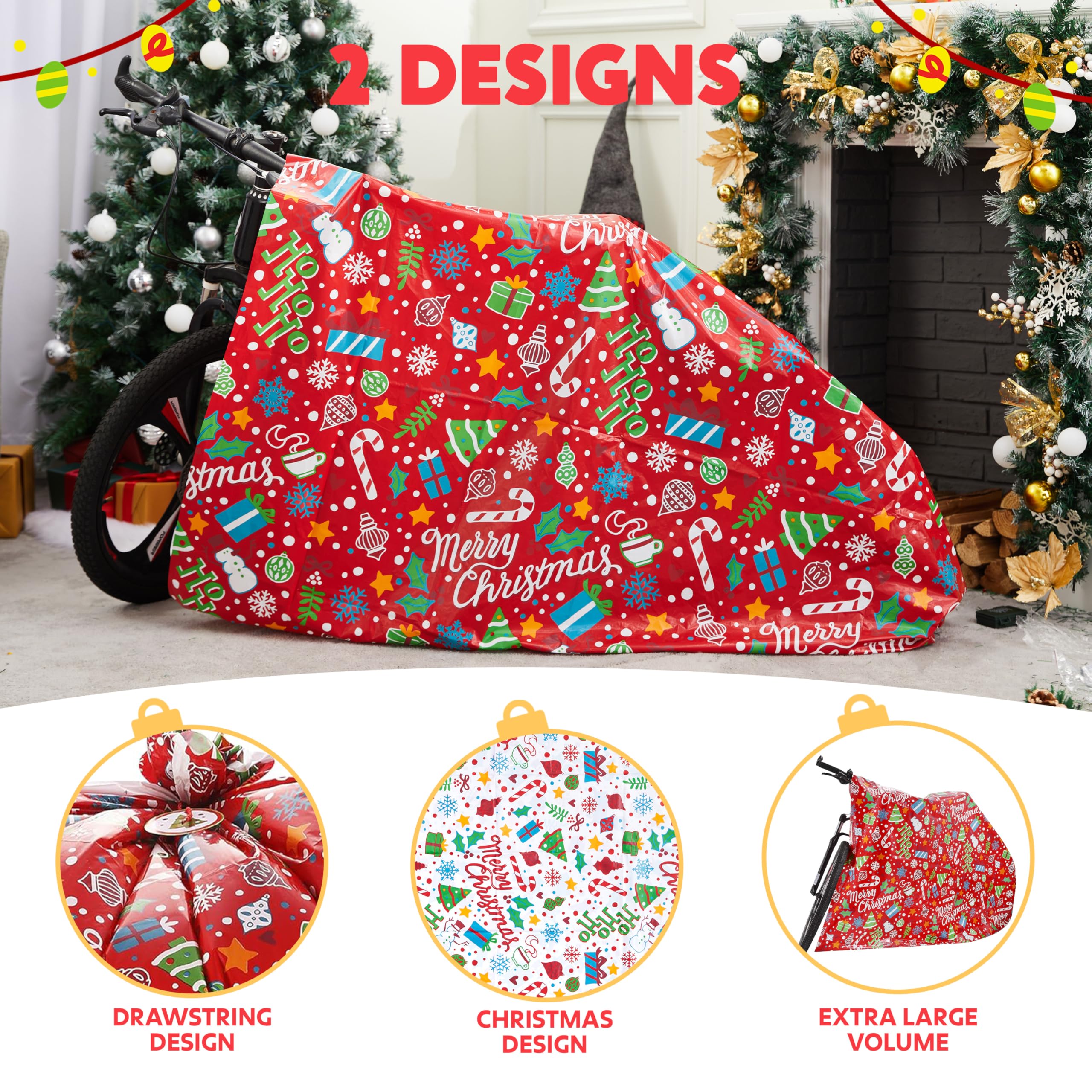 2 Bolsas de Regalo Gigantes para Fiestas Navideñas de 152 x 183 cm con Etiquetas de Regalo, Bolsa de Regalo para Navidad