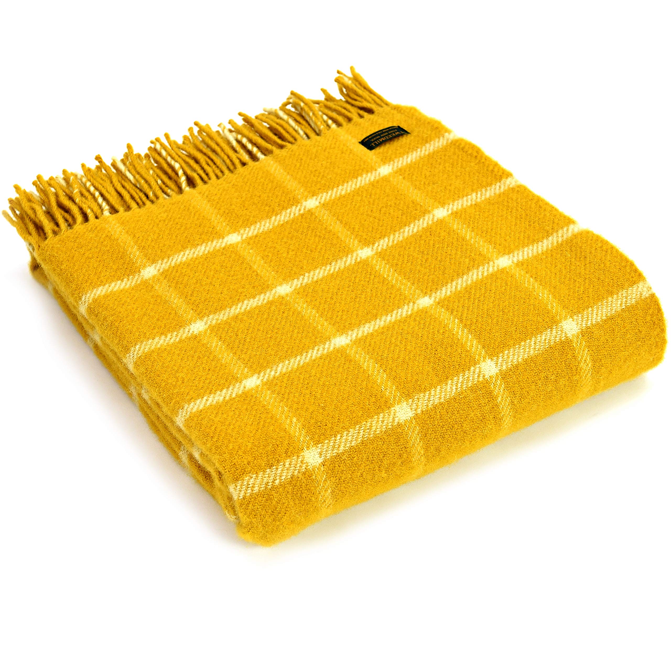 Letsbuyittoday Yellow Tweedmill Textiles 100% Pure Wool Blanket Chequered Check Design Throw In Made In Uk - Knee Rug