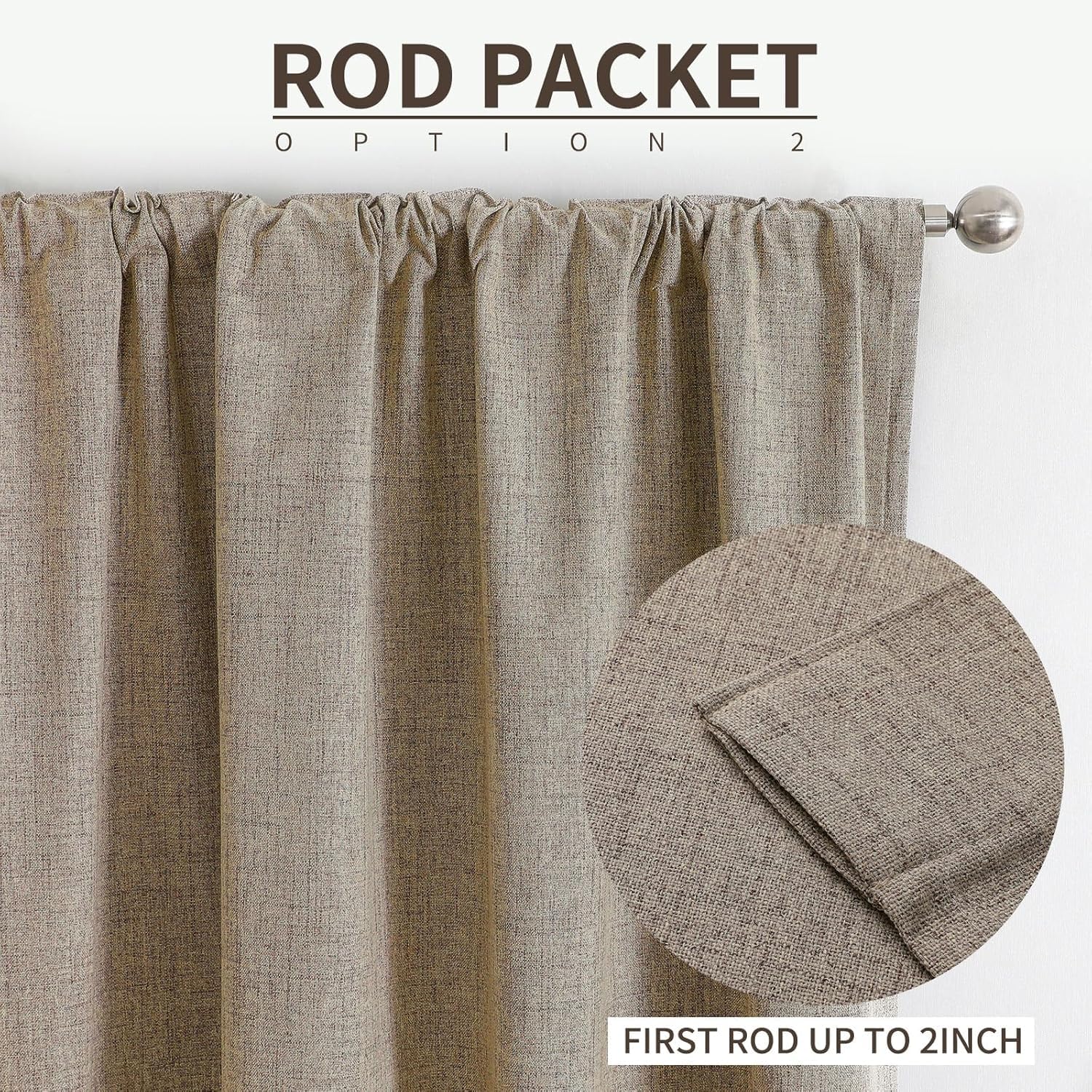 Joydeco Blackout Thermal Lined Curtains 55x96 Inch Drop 2 Panels with Back Tabs & Rod Pocket - Image 4