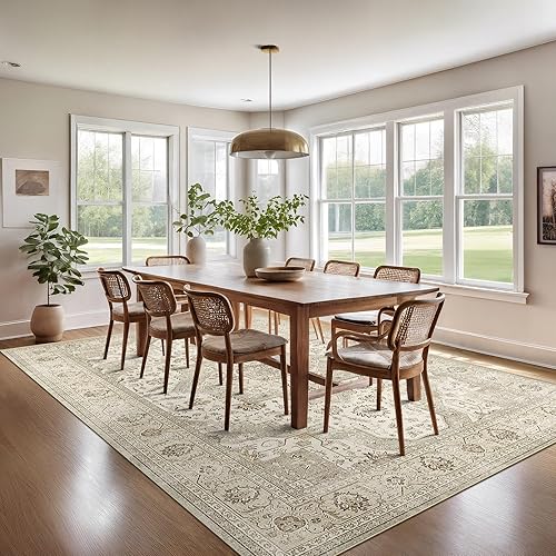 Miniatura 57 de Alfombras de área de 8 x 10 pies para sala de estar, vintage lavable con parte trasera antideslizante, resistente a las manchas, alfombra de área