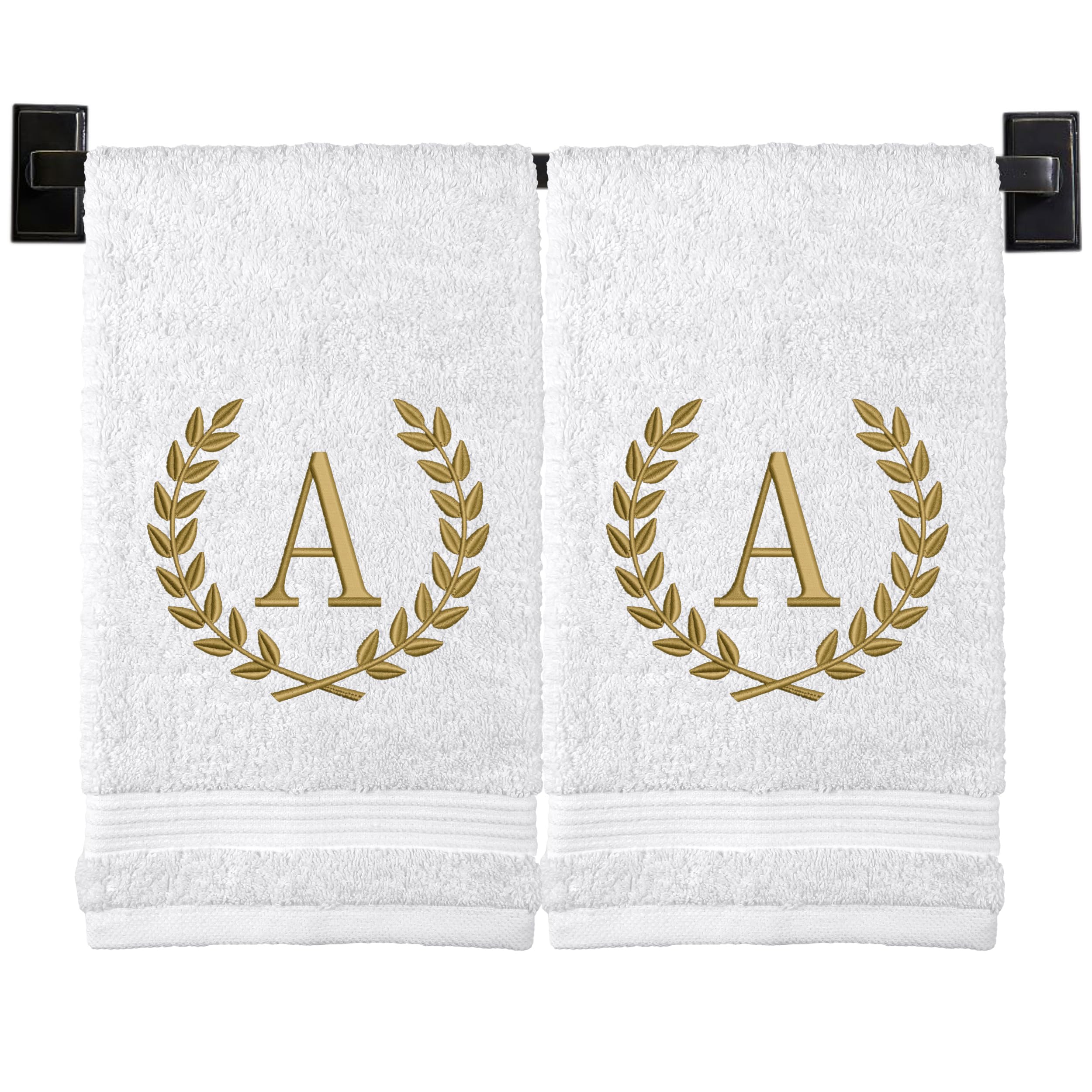 Custom Luxury Towels Monogrammed Hand Towels for Bathroom | Set of 2 | Genuine Turkish Towels | Choose Towel and Thread Color | A - Z | Monogrammed