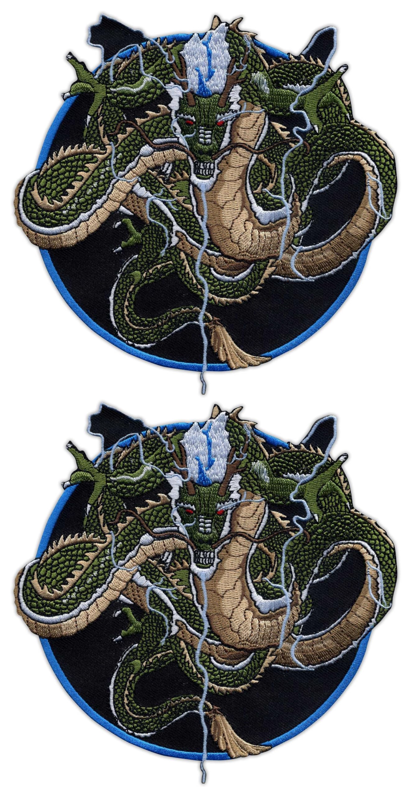 Set di due – Drago cinese – nero VEIcro/Hook and Loop Back– Toppa ricamata/distintivo/emblema