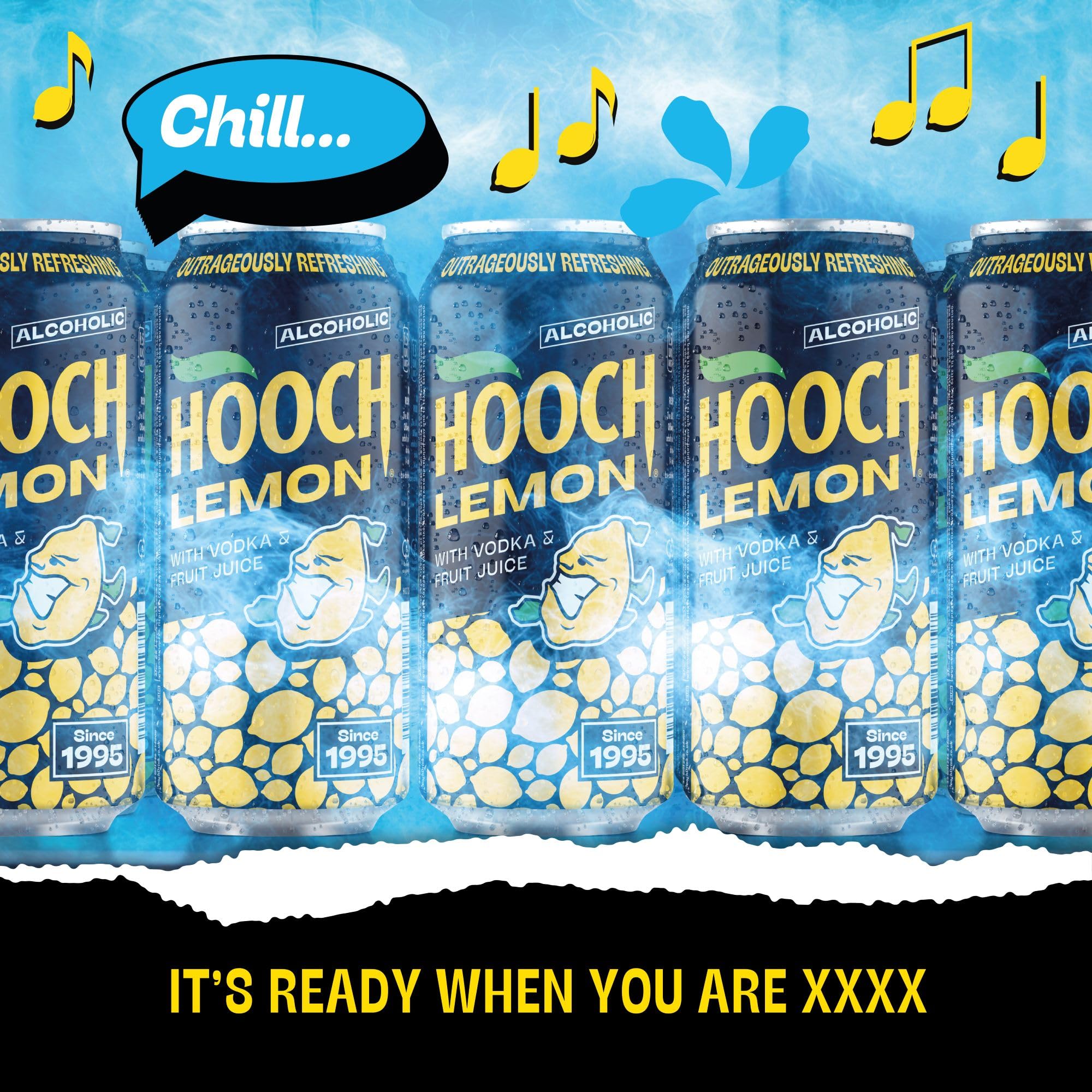 Hooch | 24 x 440ml Case Pack | 3.4% ABV | Lemon Pre-mixed & Ready