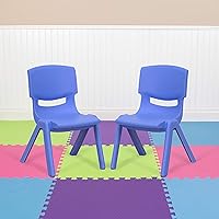 EMMA + OLIVER 2-Pack Blue Stackable Plastic Preschool Chairs, 10.5" Seat - Safe, Lightweight for Daycare, Classroom & Home