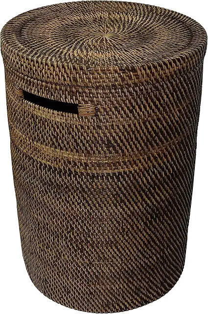 Rattan Laundry Basket with Lid - Handmade ATA Grass Storage - TVÄTTKORG ROTTING
