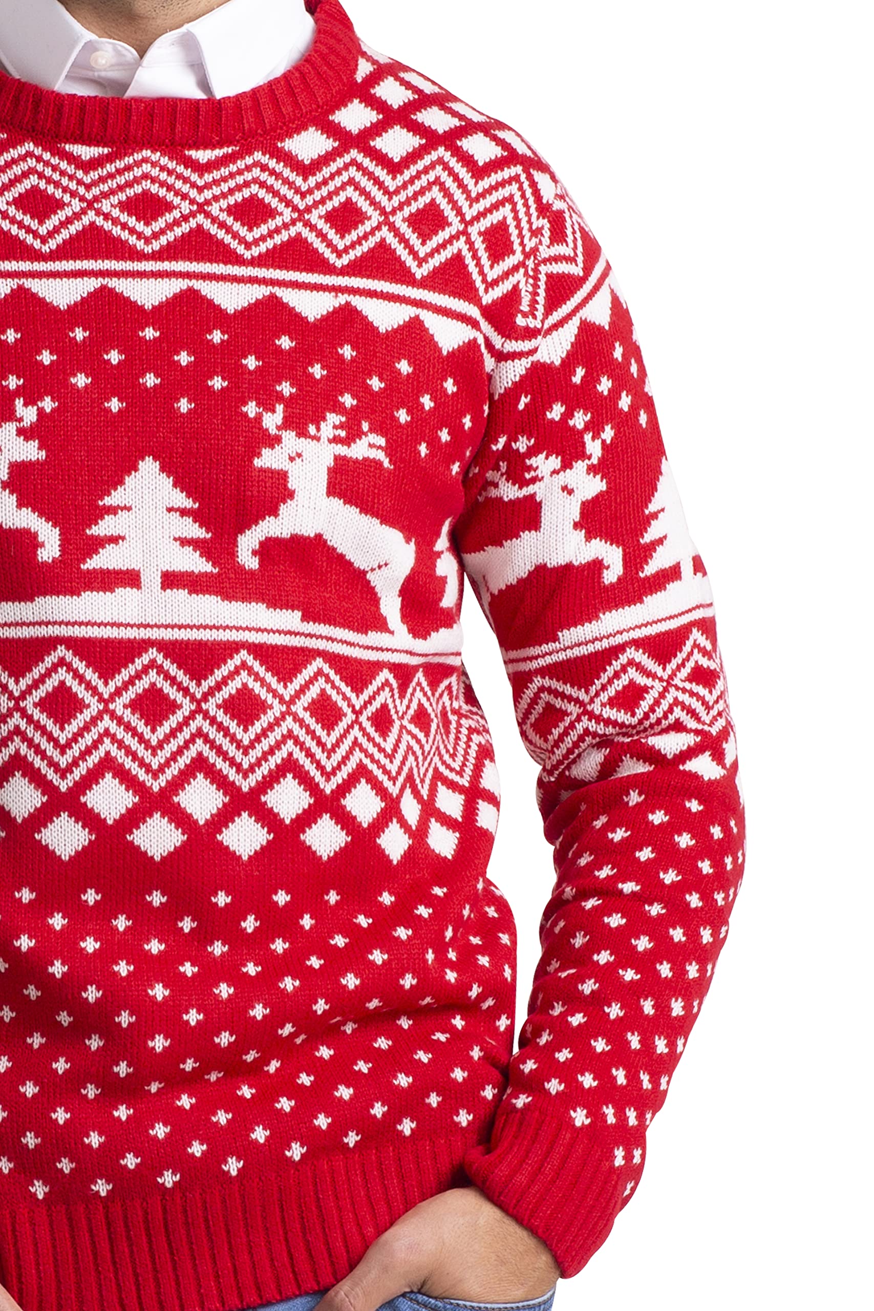 BlauerHafen Herren Weihnachts Jumper Ugly Rentier Strickpullover Winter Jumper Rundhals Langarm Xmas Christmas Sweater Größen S–XXL