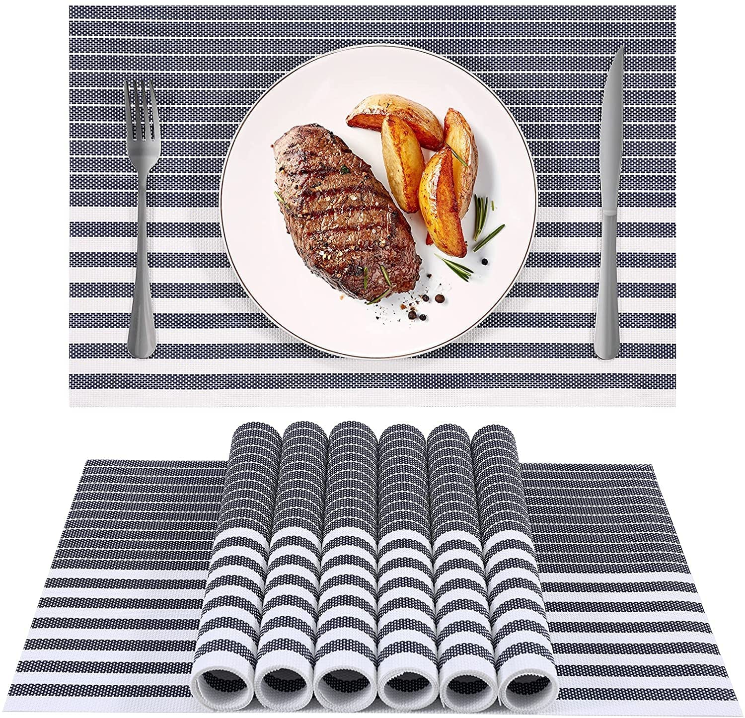 PVC Placemats Set – Heat-Resistant, Washable Placemats for Dining Table – Non-Slip Kitchen Table Mats, Easy to Clean Tabletop Protection for Indoor & Outdoor Use (4, Orange) — Amazon image 16