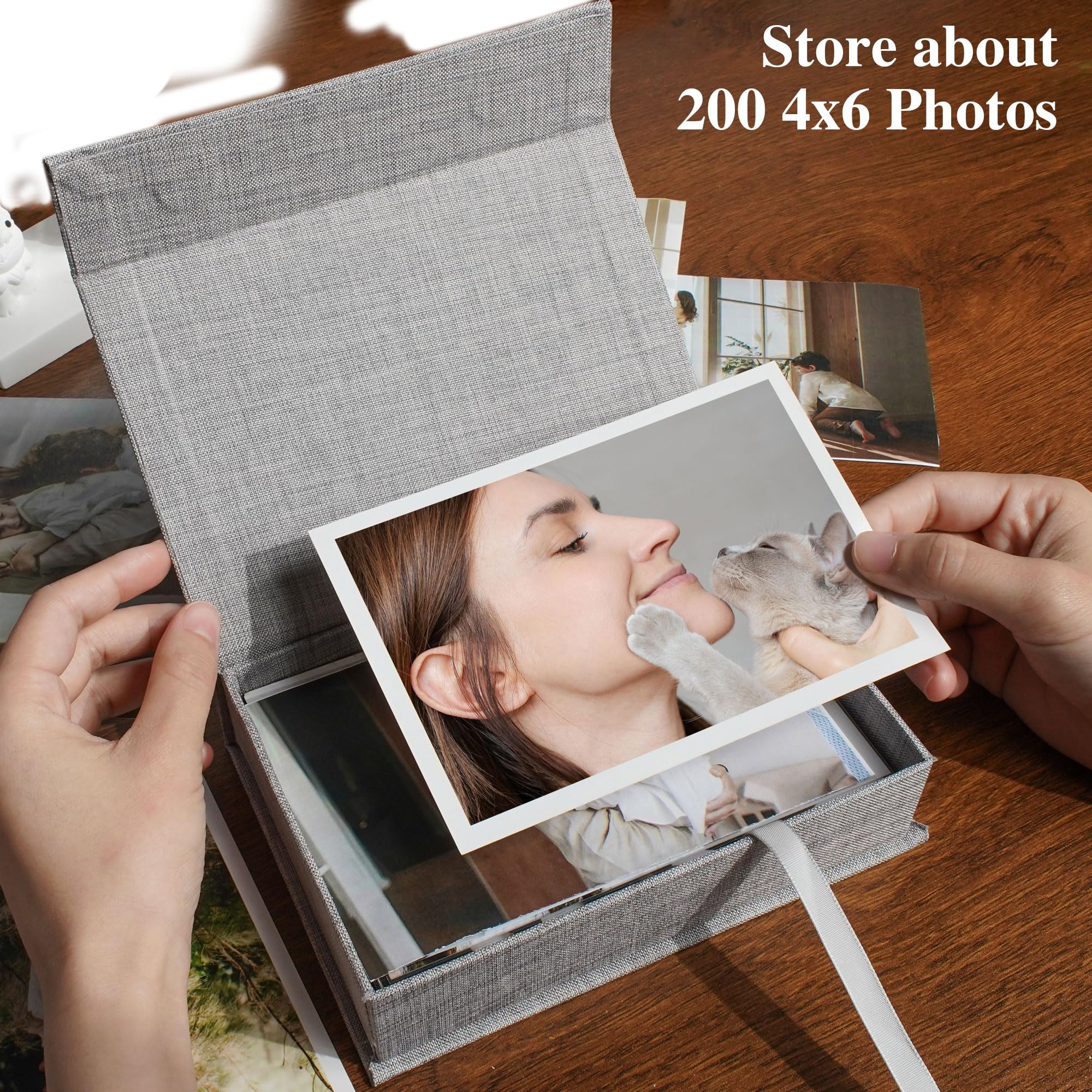 Caixa De Armazenamento De Fotos Em Linho - Organize Lembranças Com Estilo