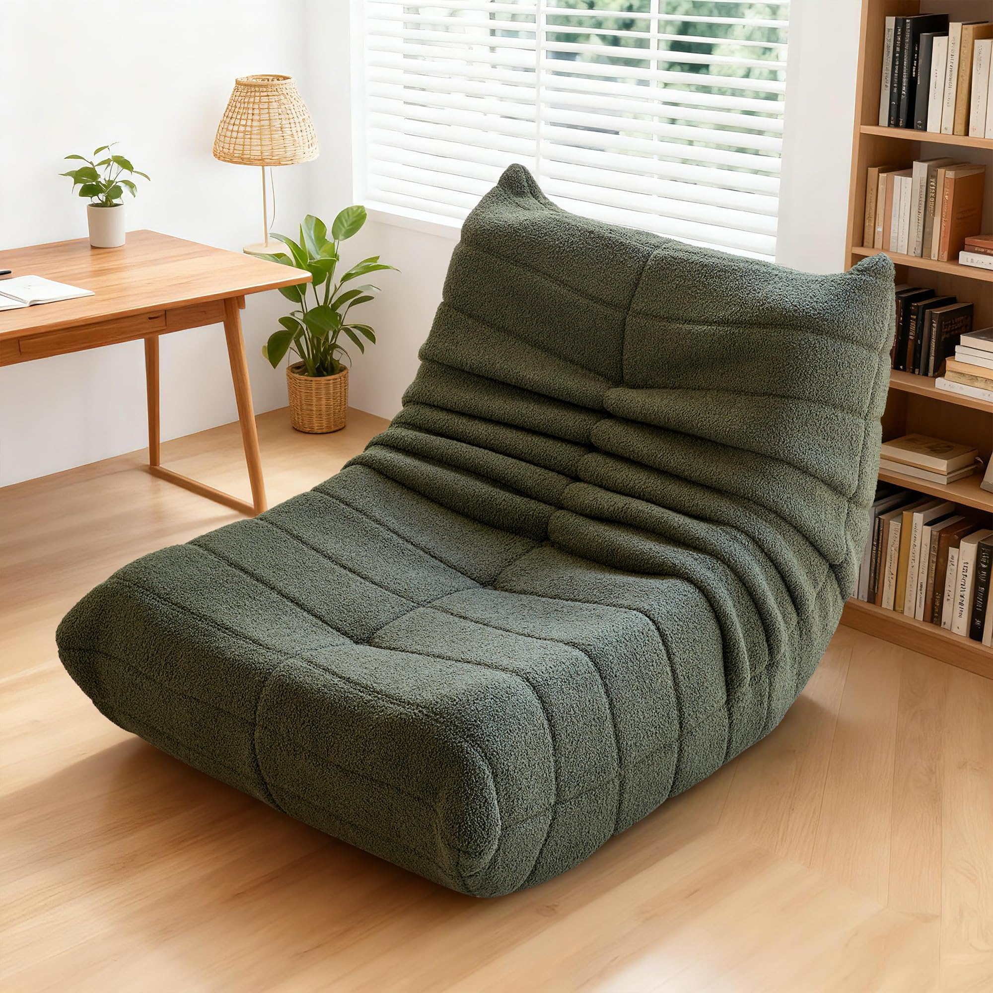 okwish Sitzsack Sofa Bodensofa, Bodenstuhl mit Rückenlehne, Lesesessel Bequem XXL, Lazy Sofa, Bean Bag Chair für Schlafzimmer Wohnzimmer, Liegesessel Grün