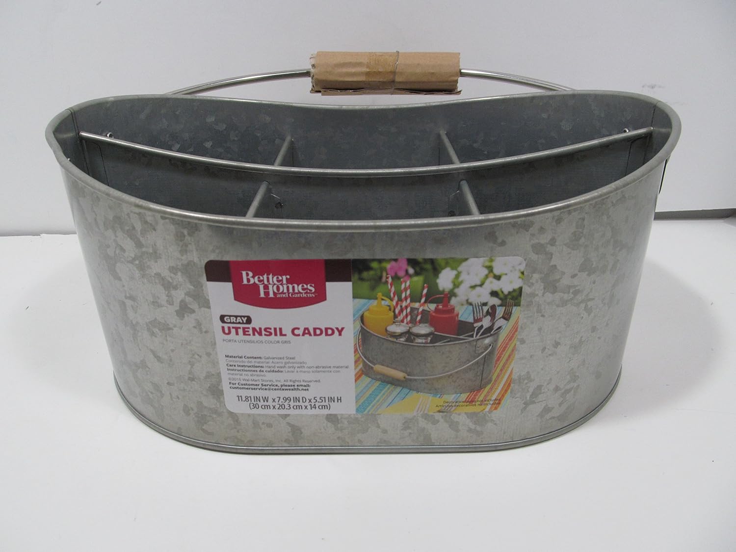 Amazon｜Better Homes and Gardens Oval Galvanized Utensil Caddy, Gray by