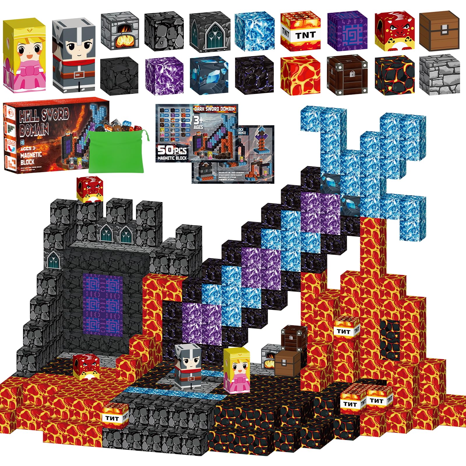 Zhmenge Magnetische Bausteine,Baue Mine Magnet Welt Set,Magnet Bausteine,DIY Magnetspielzeug für Kinder,Magnetbausteine Blöcke MagnetSpielzeug für Geschenk ab 3 Jahre Junge Mädchen (2CM)