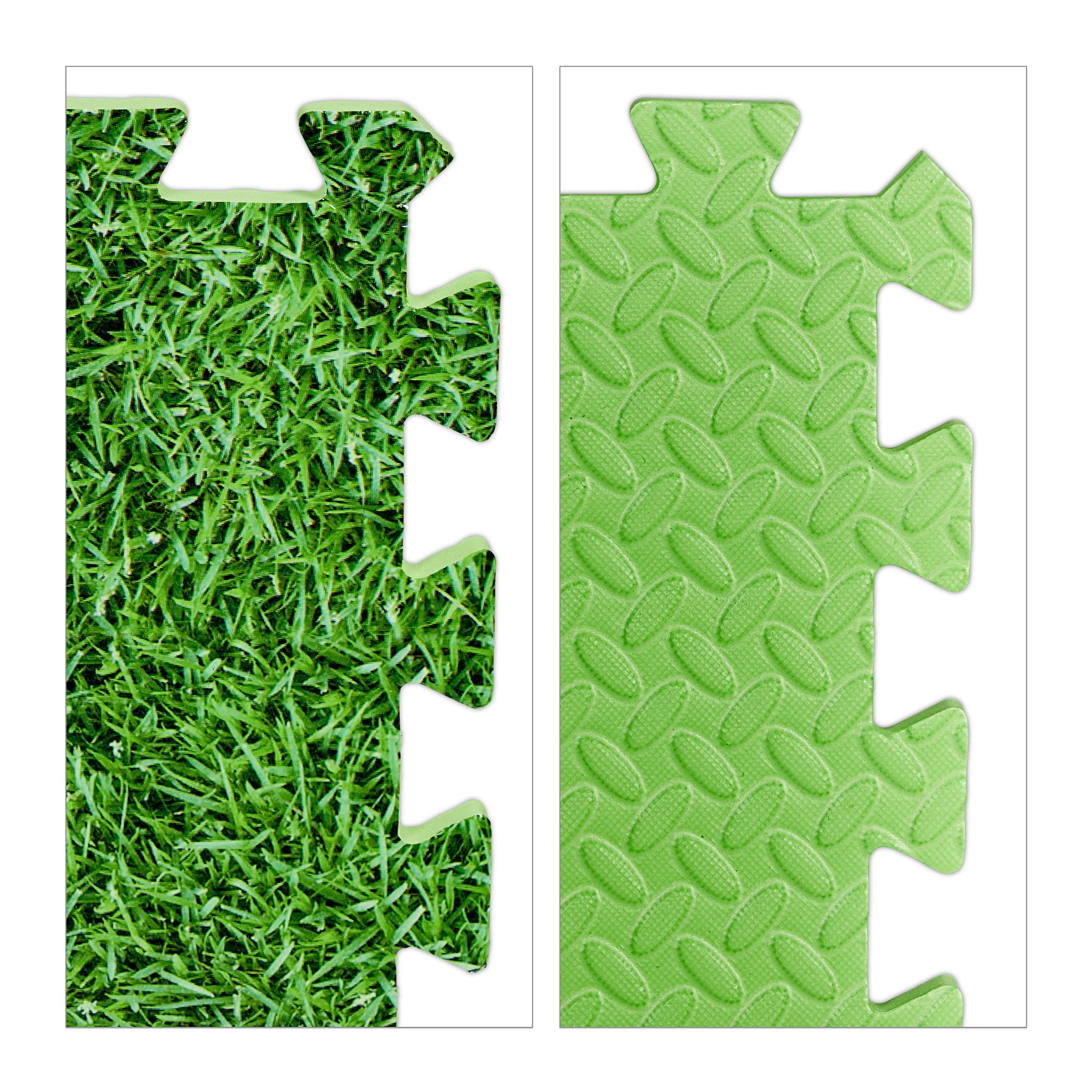 Relaxdays Set da 8 Tappettini Protettivi per il Pavimento, 60x60 cm, Fino a 3m², Effetto Prato, Gommapiuma EVA, Verde