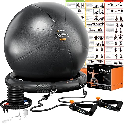 Yoga Ball Chair Exercise Ball Chair for Office with Base, Yoga Ball for Pregnancy Ball Stability Ball & Birth Ball for Labor, Swiss Ball Gym Ball for Exercising, Workout Ball Fitness Ball for Desk