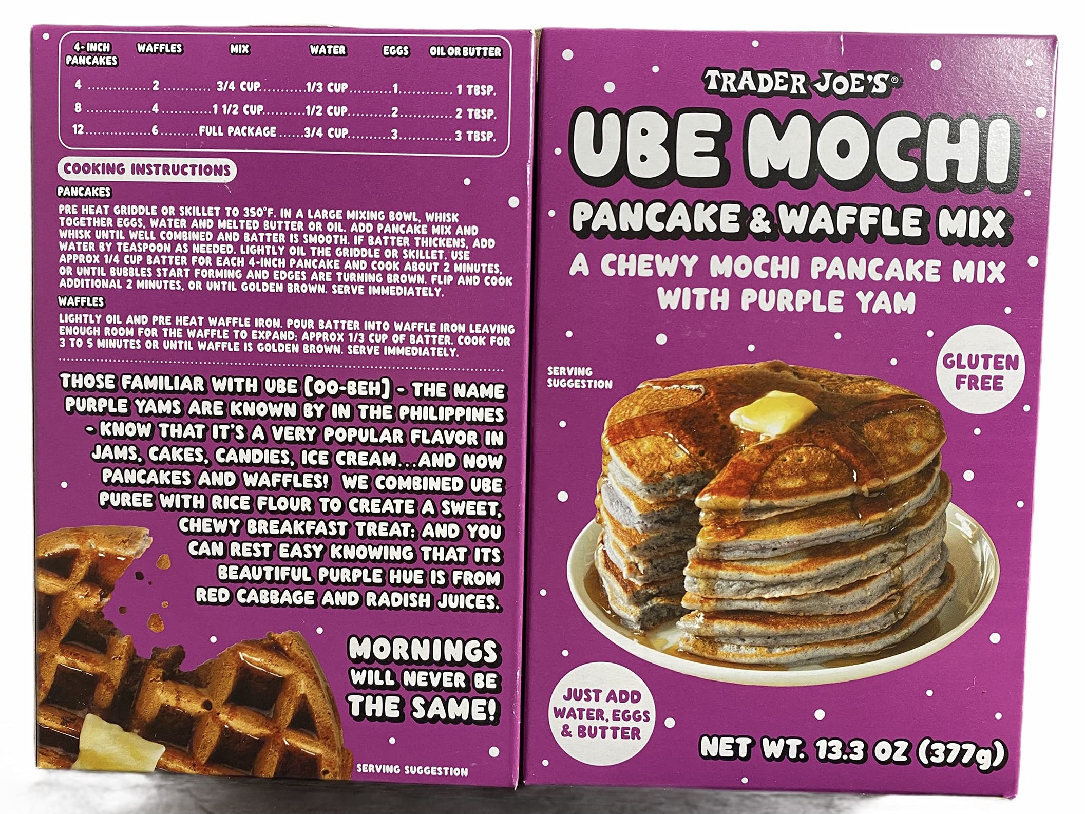 Trader Joe's Ube Mochi Pancake & Waffle Mix, 13.3 oz (Pack of 2) Buy