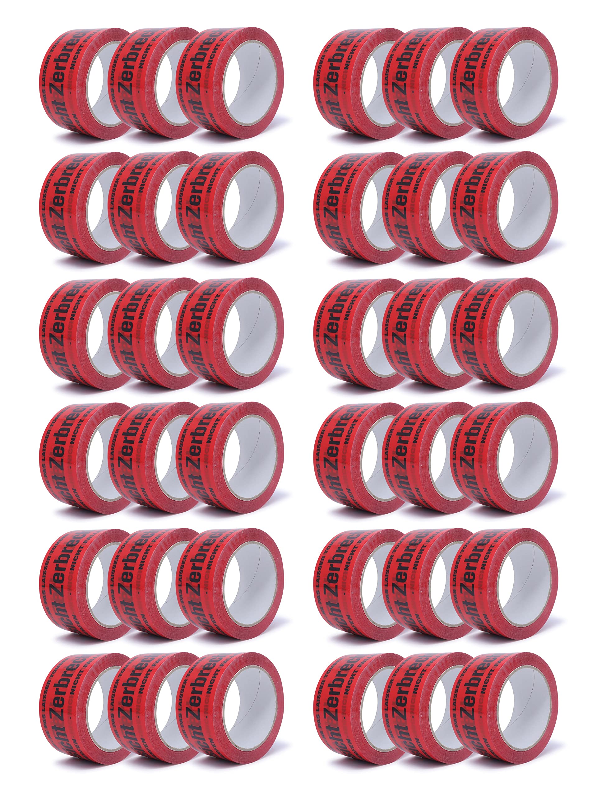 gws Cinta de embalaje de calidad profesional, color rojo, 50 mm x 66 m (36 rollos)