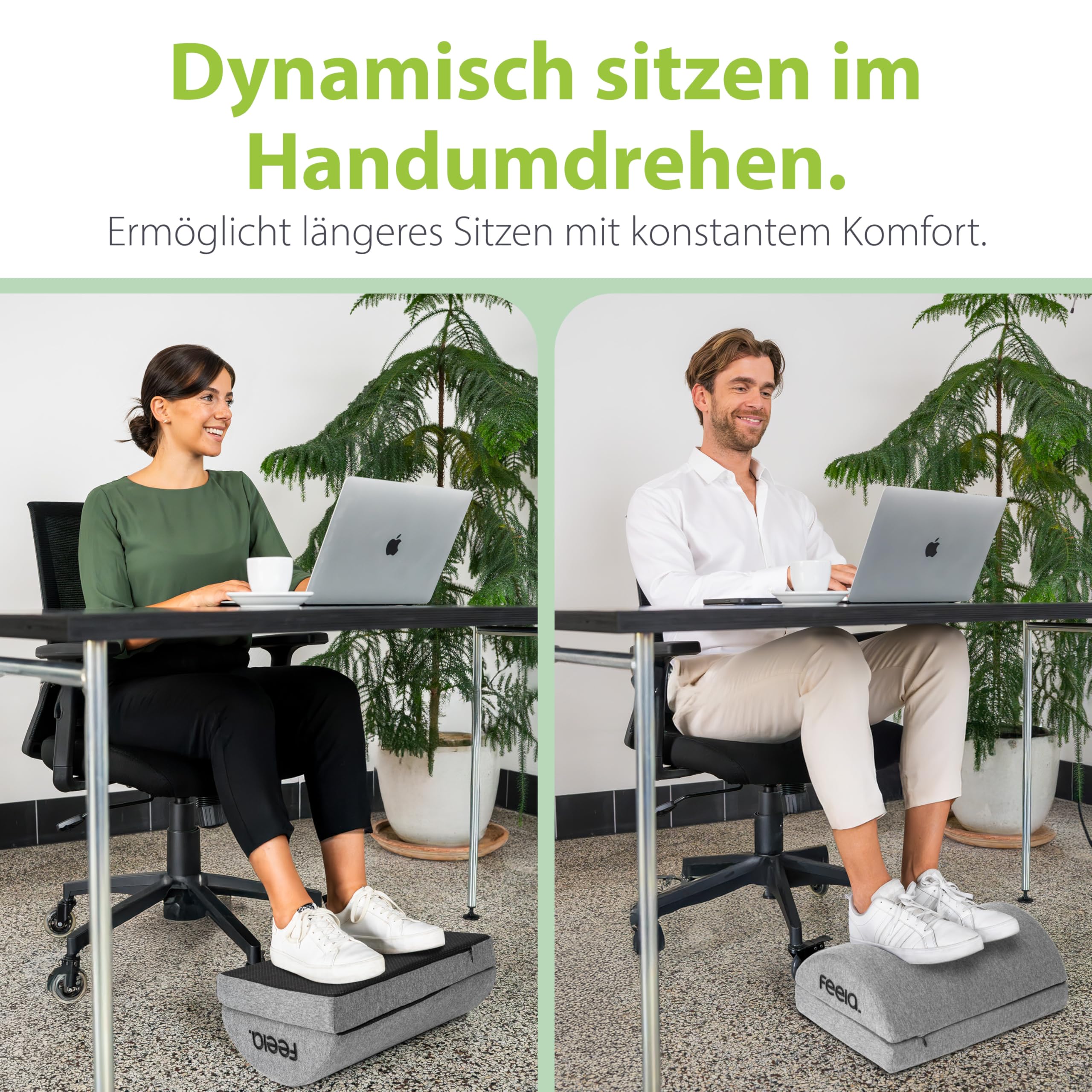 feela. Podnóżek na biurko [Zwycięzca porównawczy] – ergonomiczny podnóżek z rdzeniem z pianki premium i zintegrowaną kieszenią na ciepło – antypoślizgowy podnóżek i podnóżek do biura i biura domowego